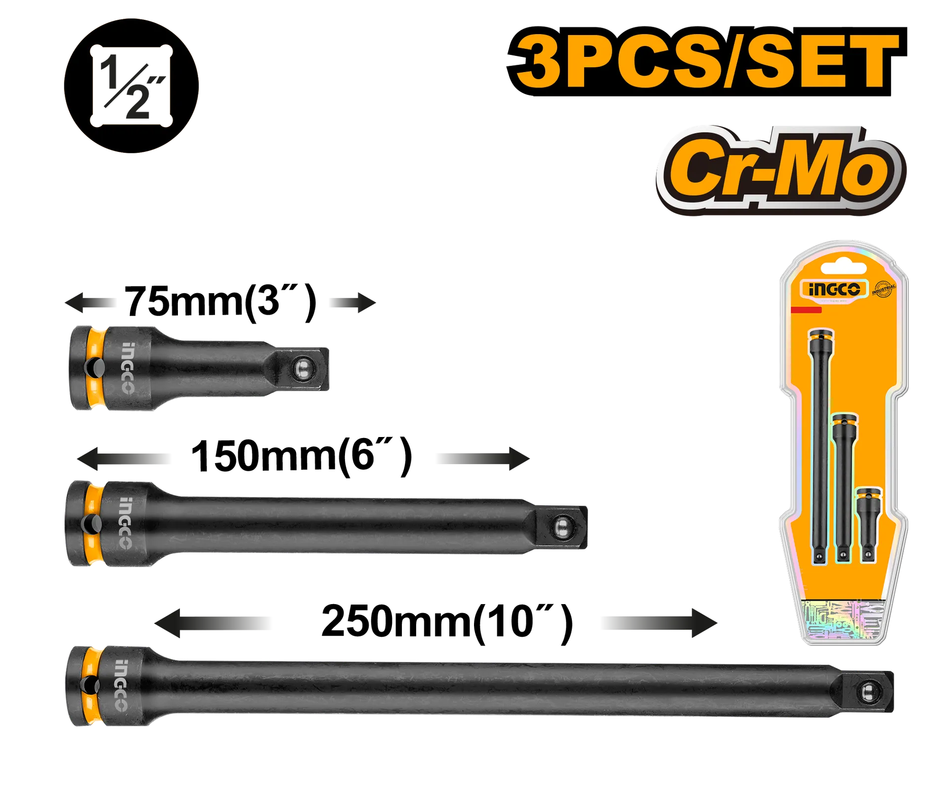 Patentë kyçe zgjatim set 3/1 1/2" INGCO HKISEB12031
