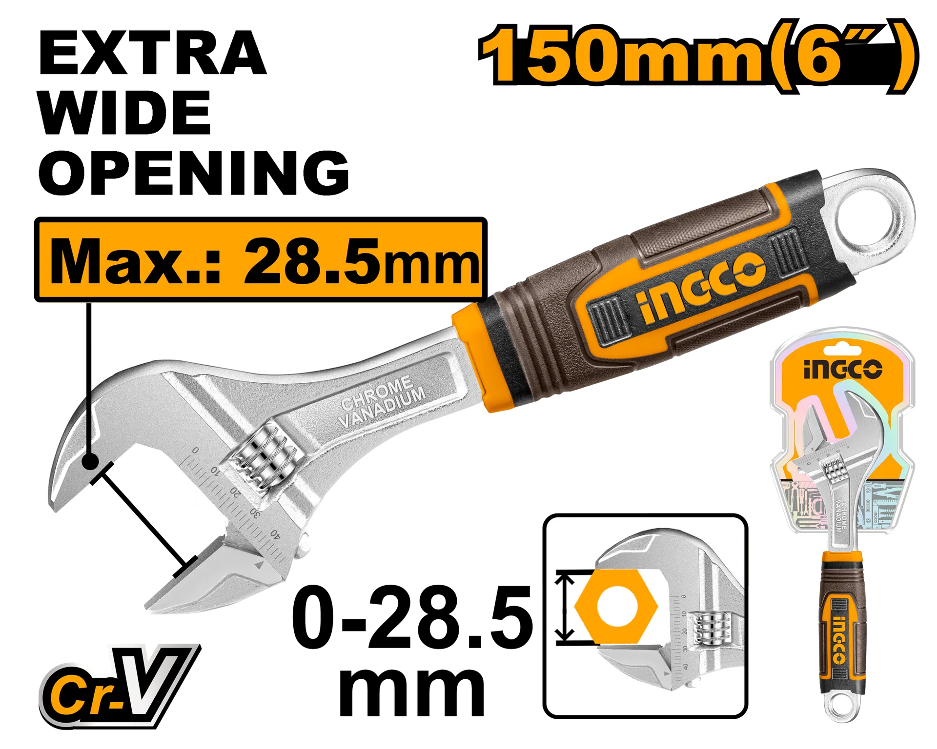 Çelës frëngjisht 150mm (0-28.5mm) INGCO HADW131068