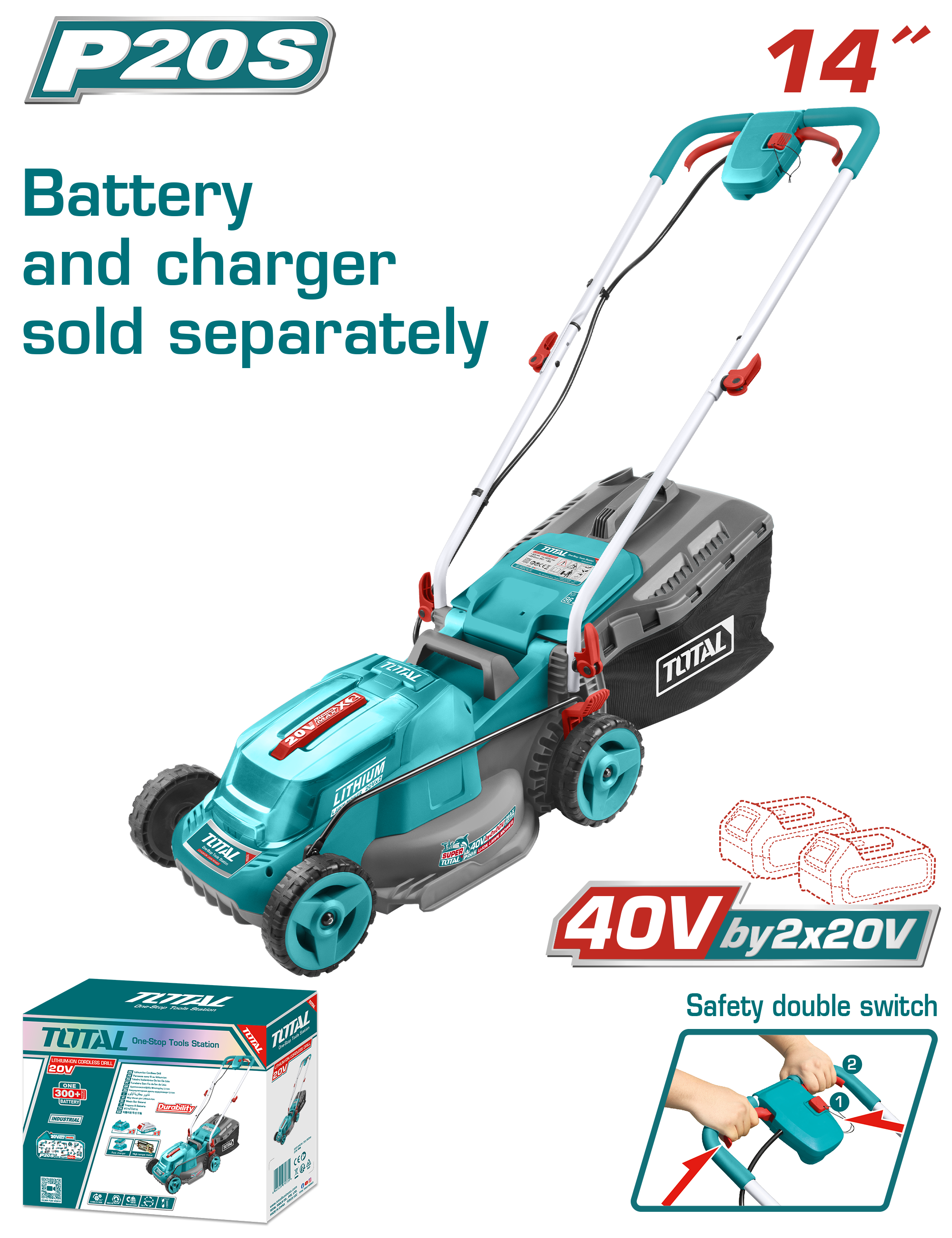 КОСИЛКА TOTAL 20V СОЛО БЕЗ БАТЕРИИ TLMLI2014