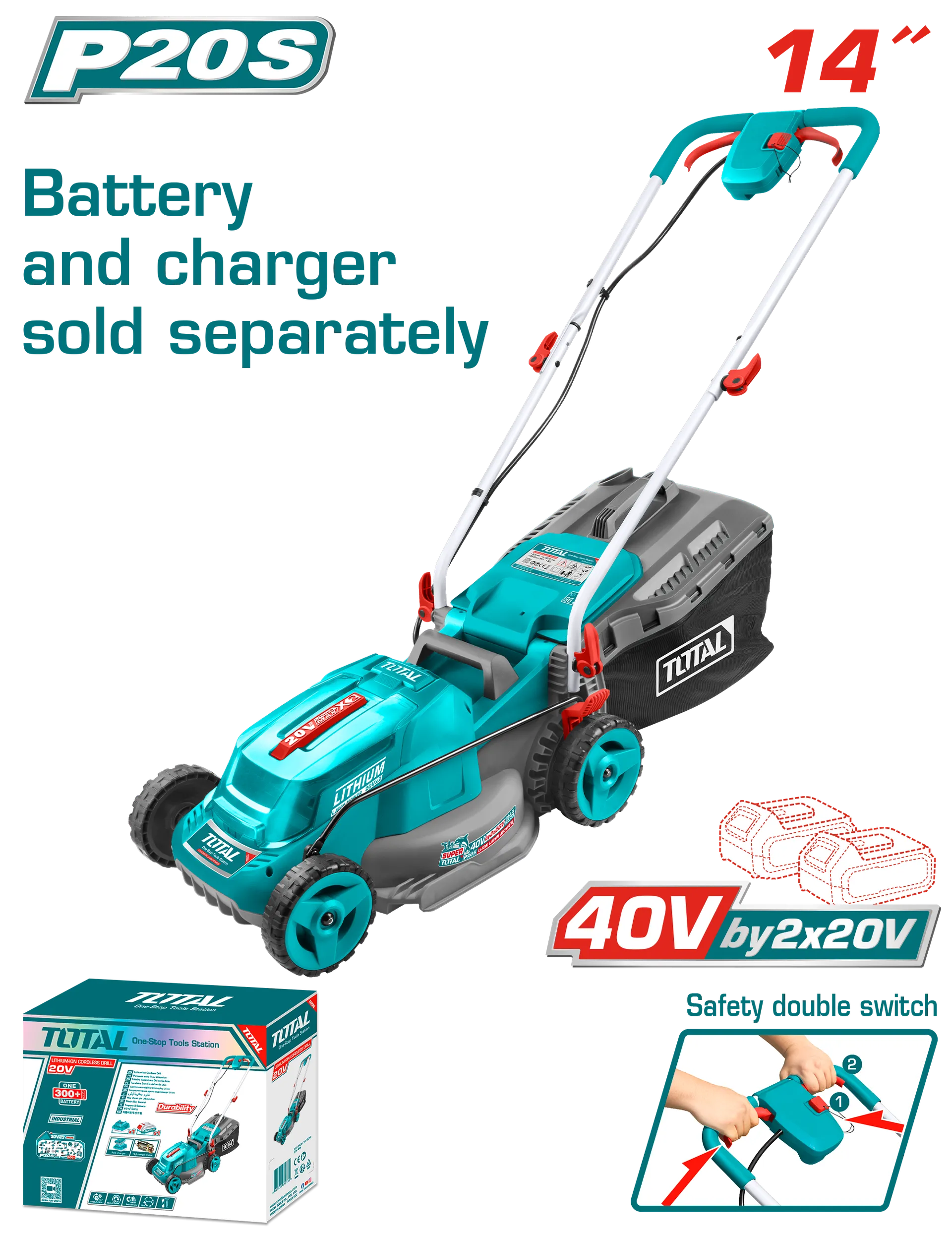 КОСИЛКА TOTAL 20V СОЛО БЕЗ БАТЕРИИ TLMLI2014
