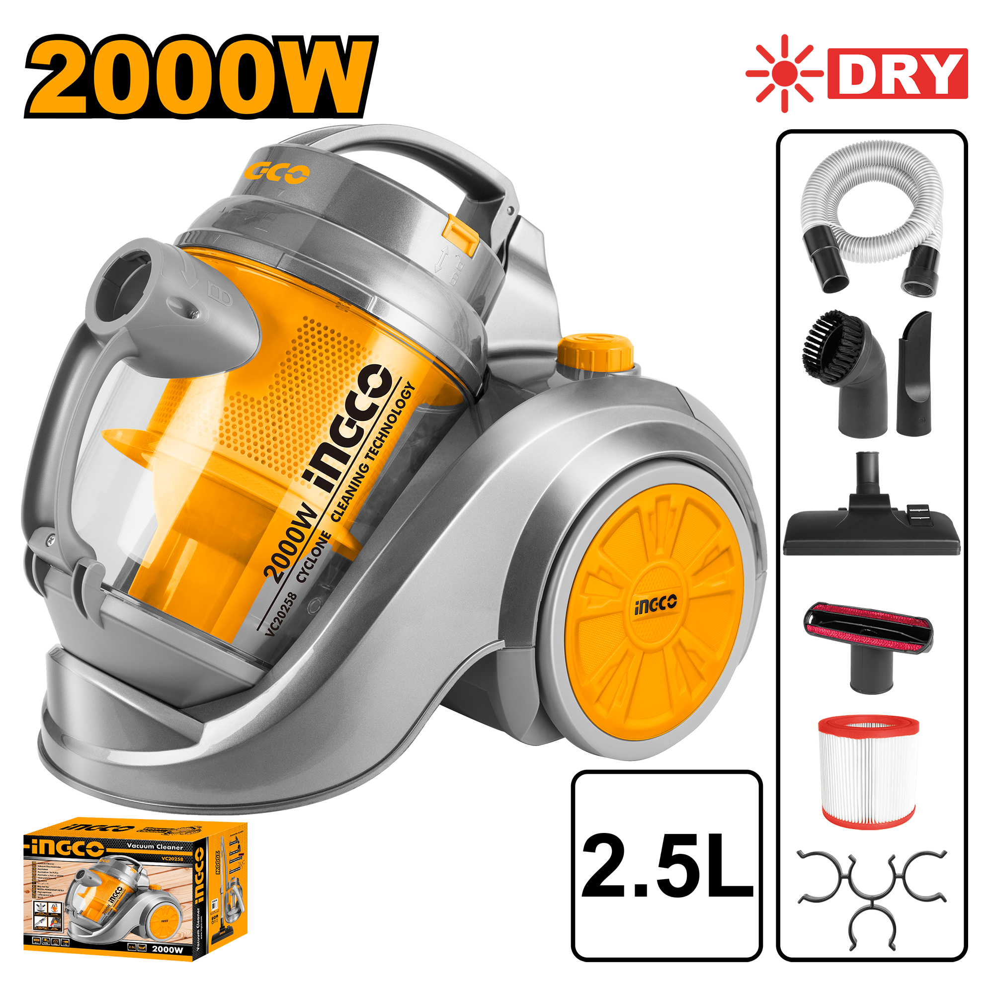 Aspirator 2000W (për shtëpi) INGCO VC20258