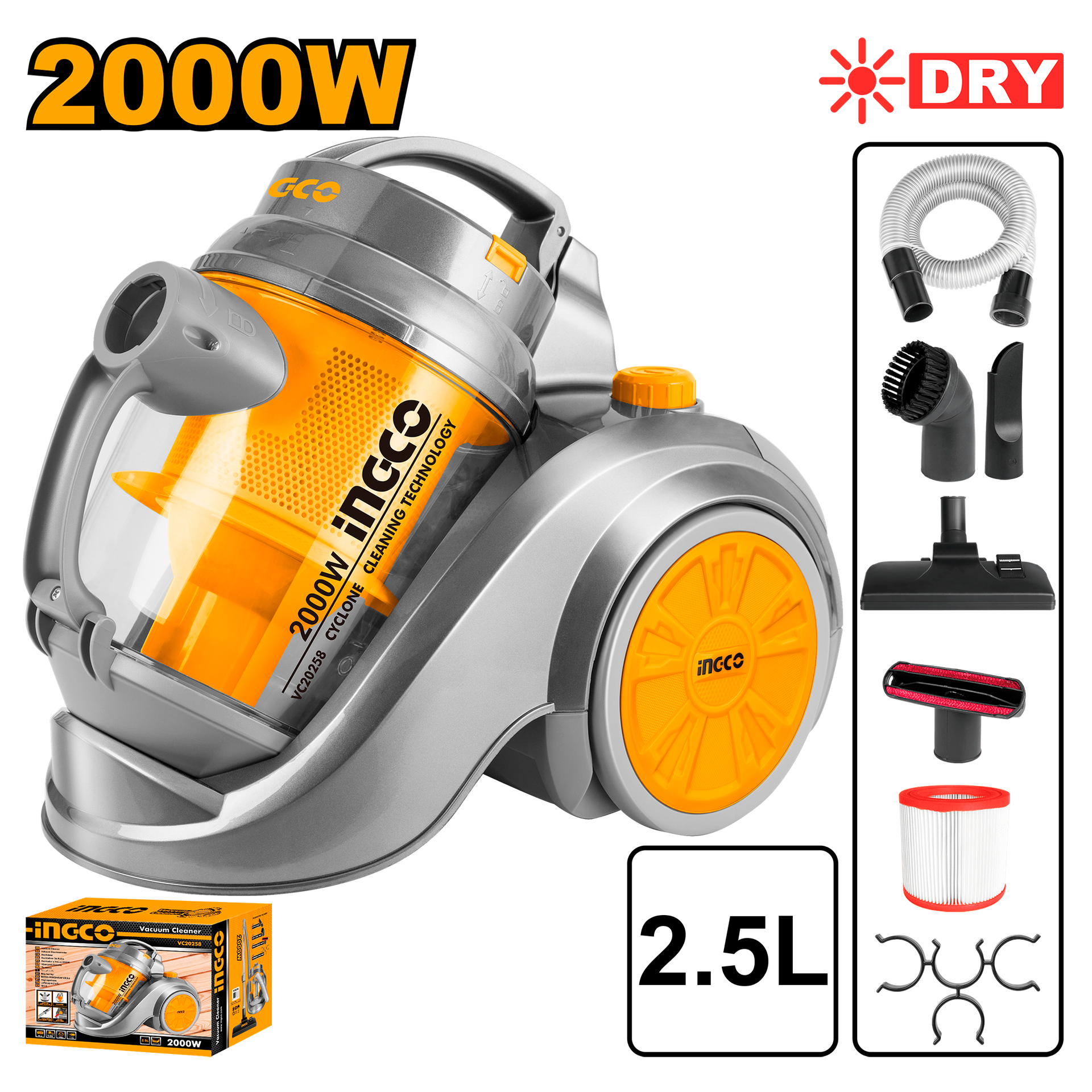 Правосмукалка 2000W (за дома) INGCO VC20258