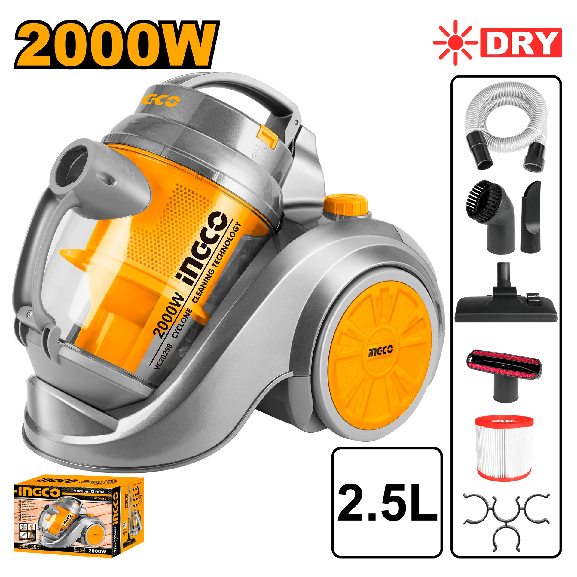 Aspirator 2000W (për shtëpi) INGCO VC20258