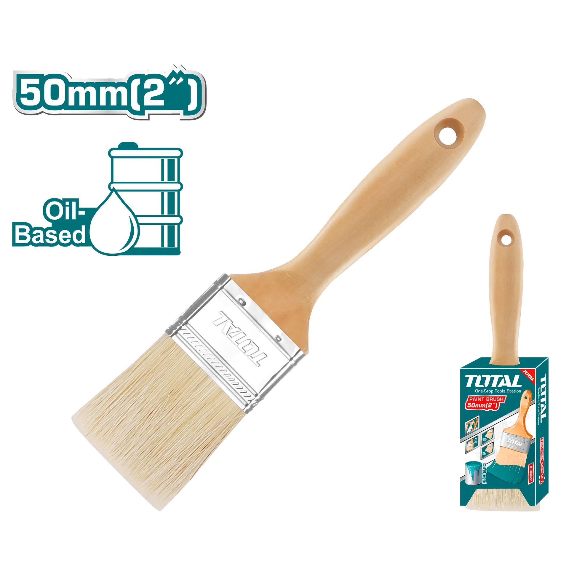 Furça për ngjyrë 50mm dorezë druri TOTAL THT84022