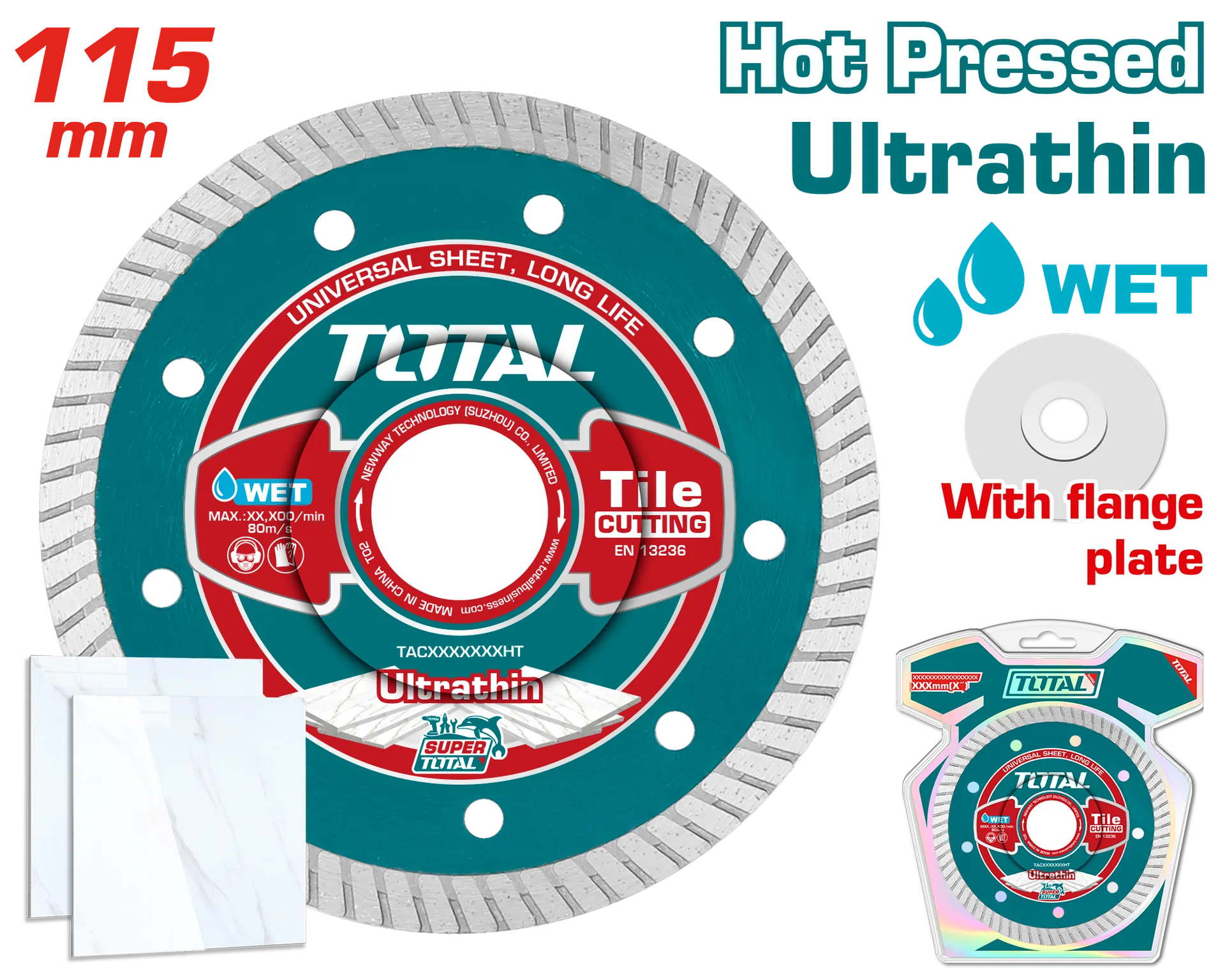Disk diamant TOTAL për prerje uji 115×0.8mm turbo TAC2131151HT