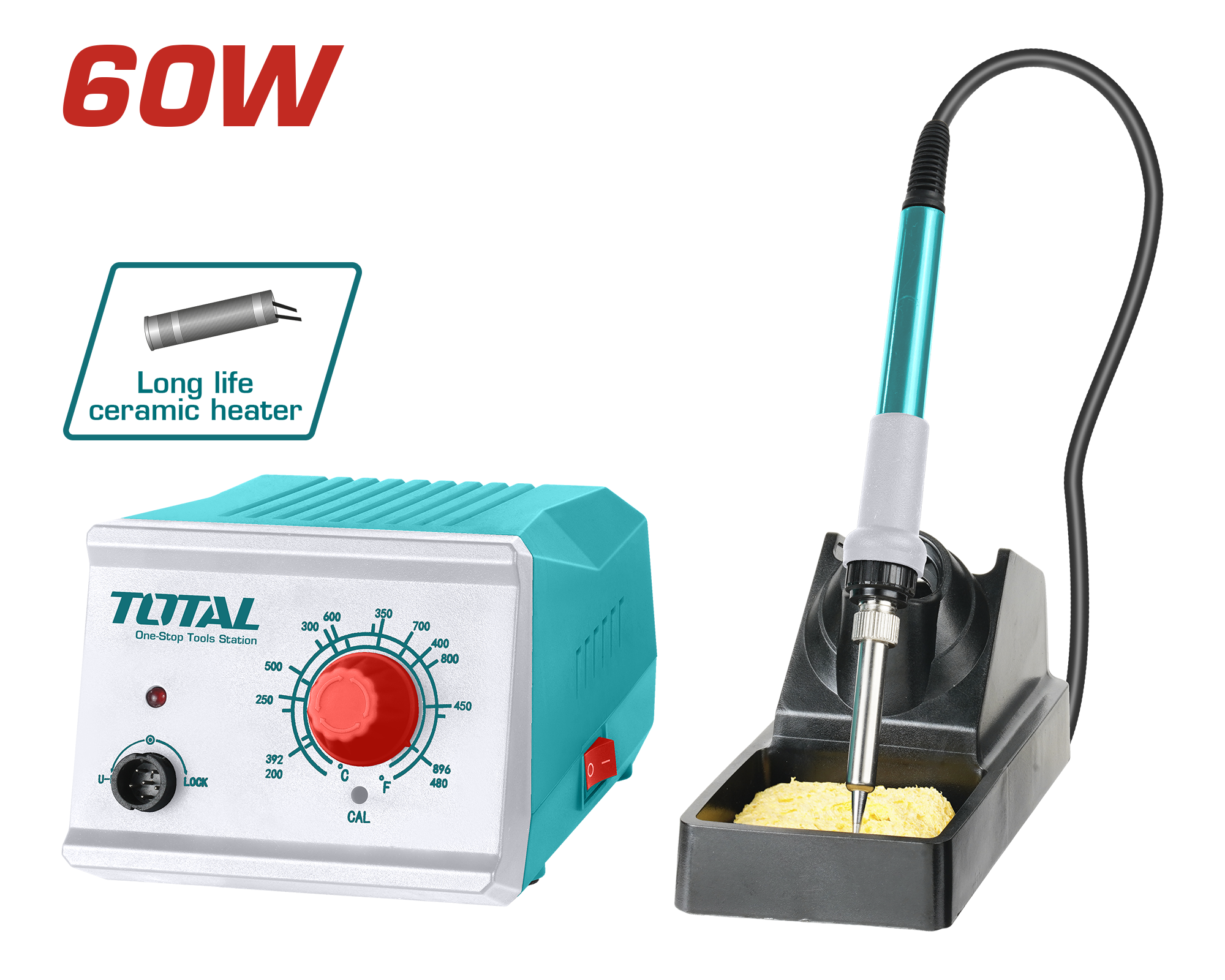 Saldatore letkum TOTAL 60W – potenciometër + mbajtës TET160911