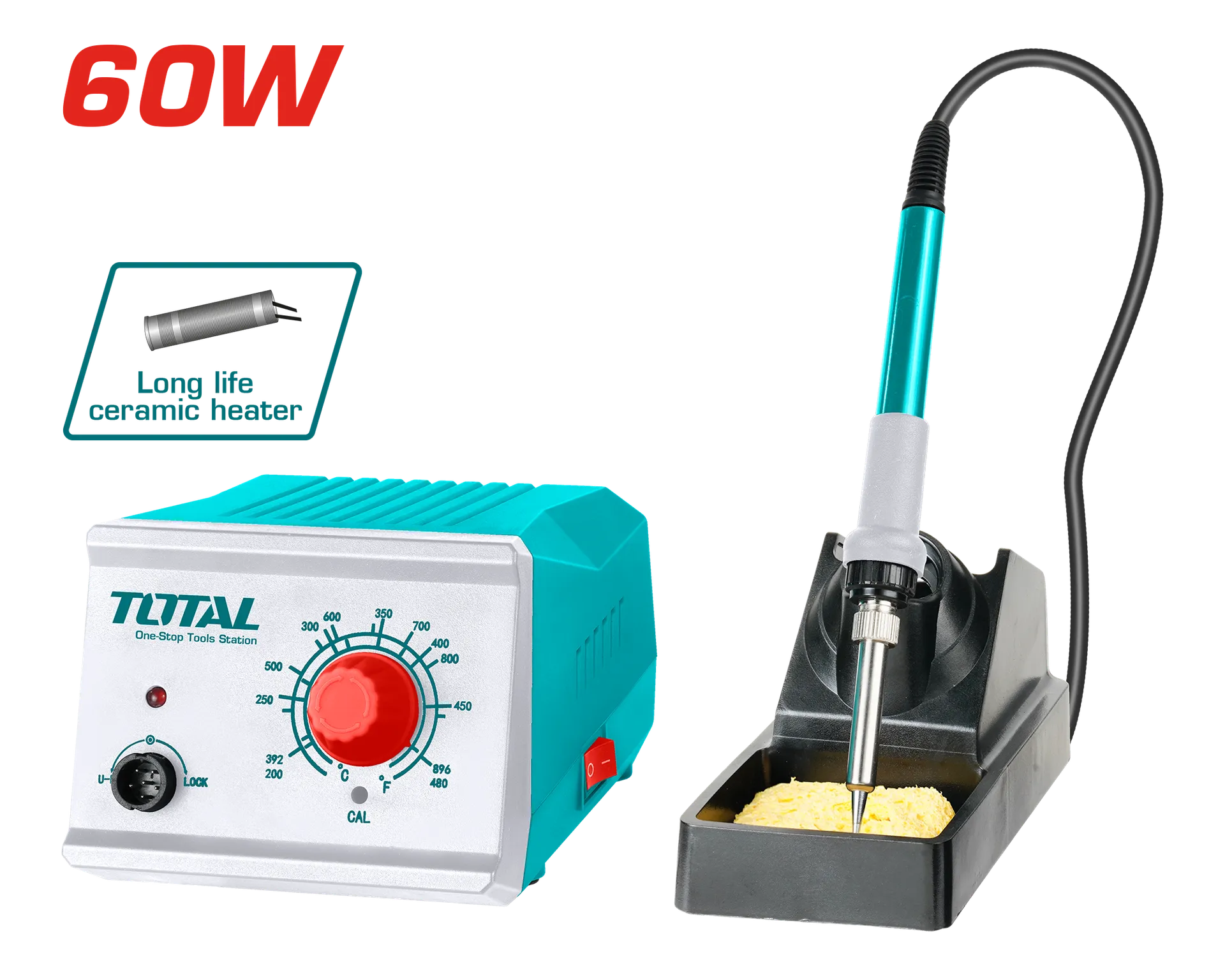 Saldatore letkum TOTAL 60W – potenciometër + mbajtës TET160911