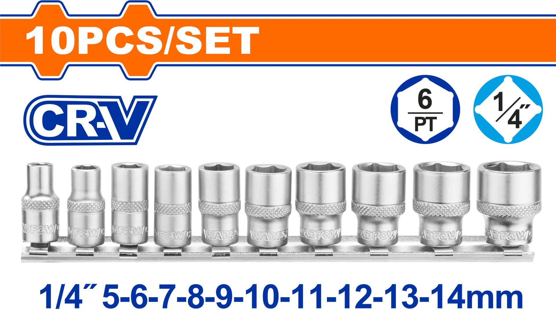 Комплет од 10 1/4″ приклучоци WADFOW WST4410