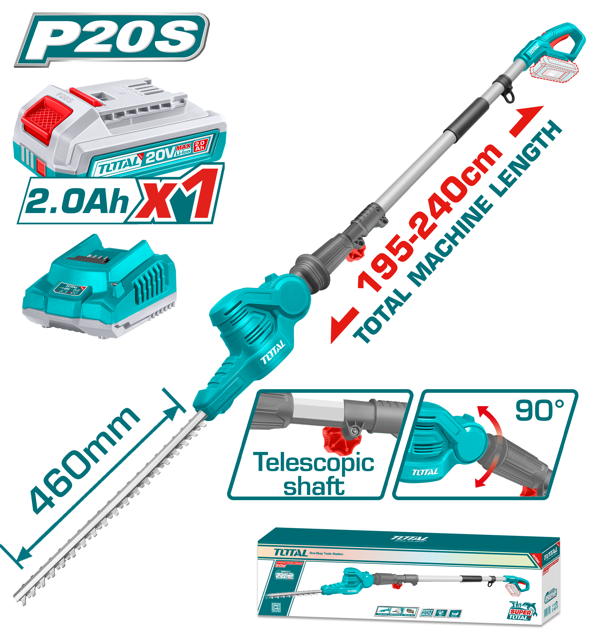Gjerete baterie per gardhe 20V 1×2.0Ah TOTAL TPHT2016012