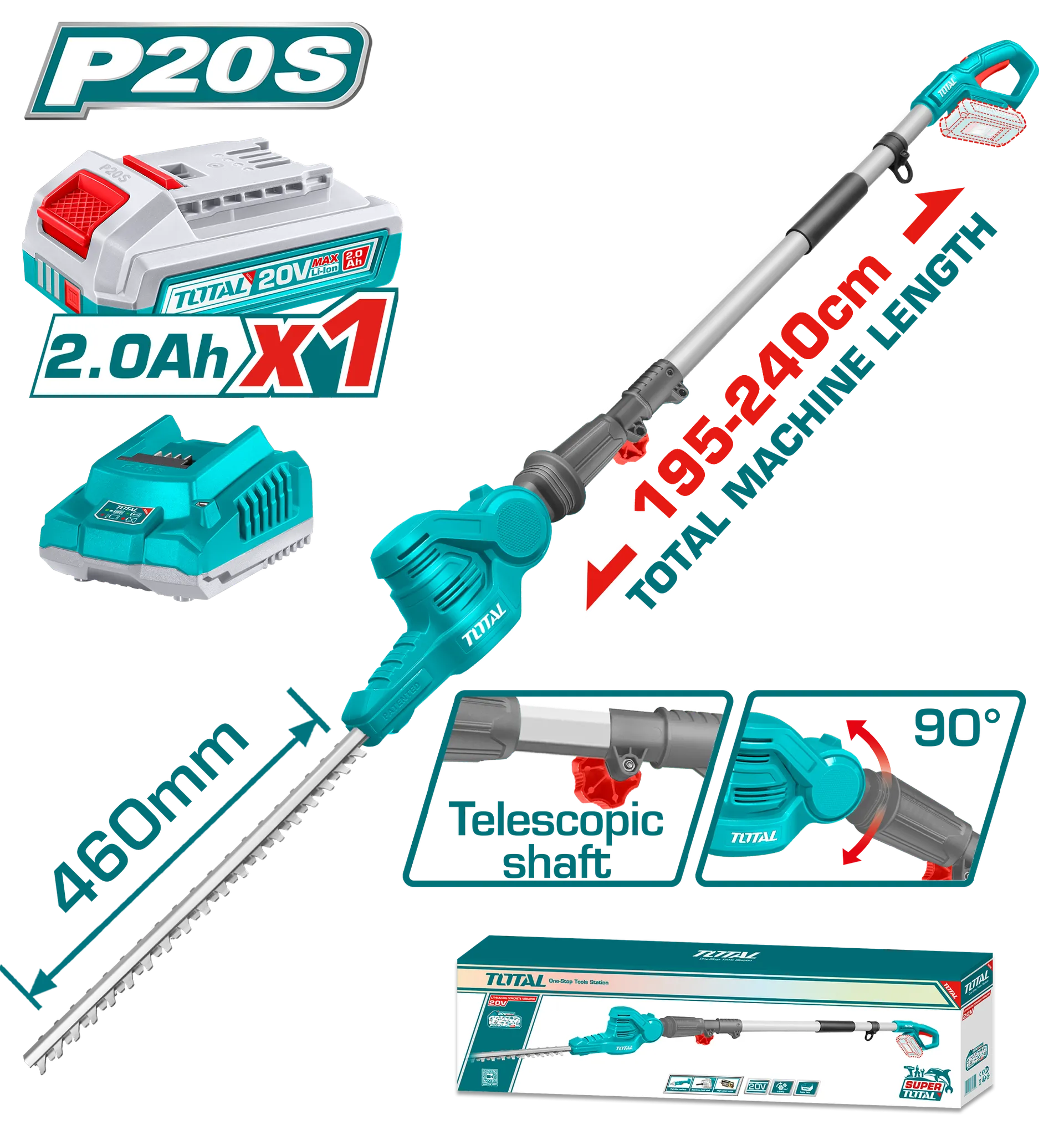 Gjerete baterie per gardhe 20V 1×2.0Ah TOTAL TPHT2016012