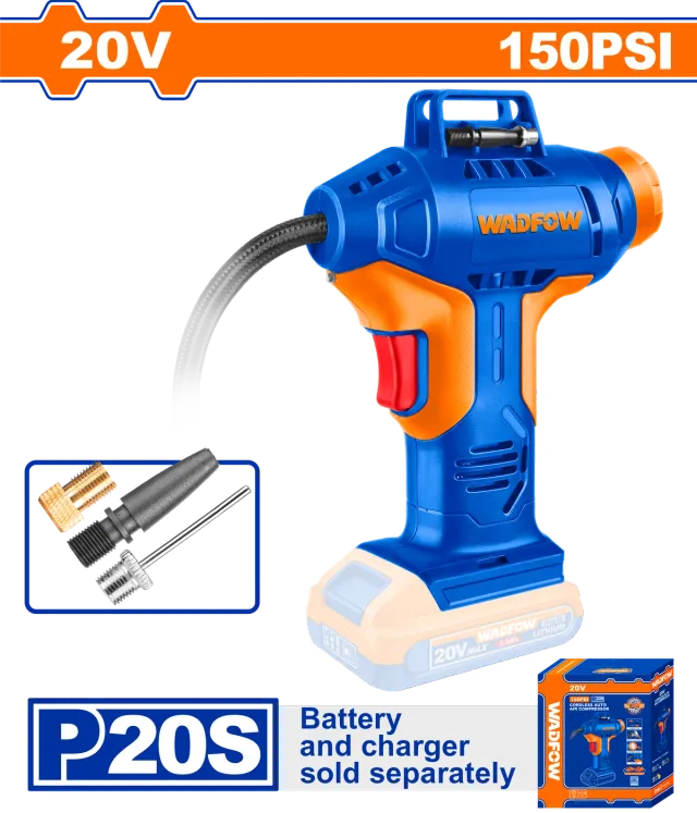 БАТЕРИСКА ПУМПА ЗА ГУМИ 20V 150PSI СОЛО БЕЗ БАТЕРИИ WADFOW WLN2520