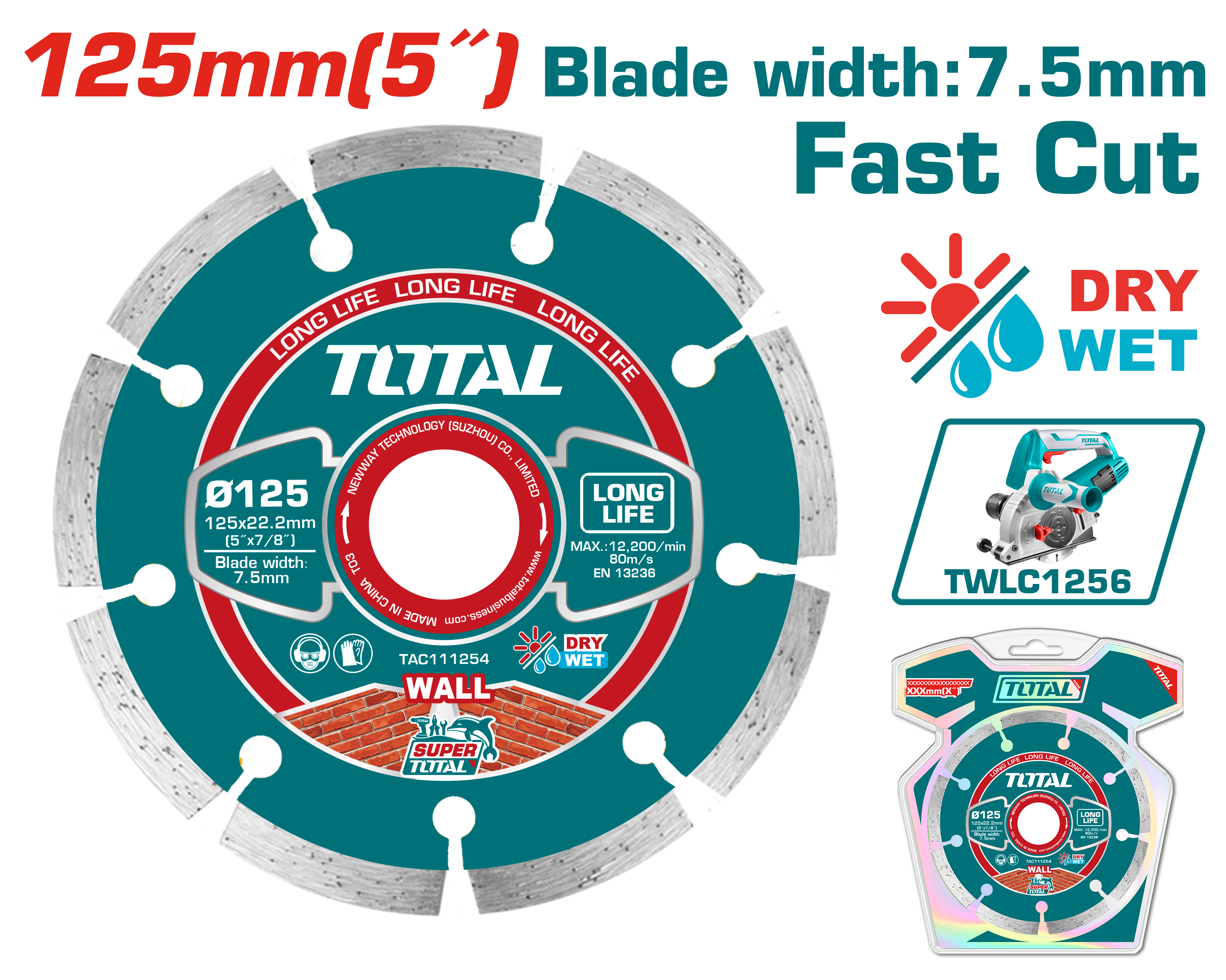 Disk diamanti 125mm për TWLC1256 fast cut TOTAL TAC111254