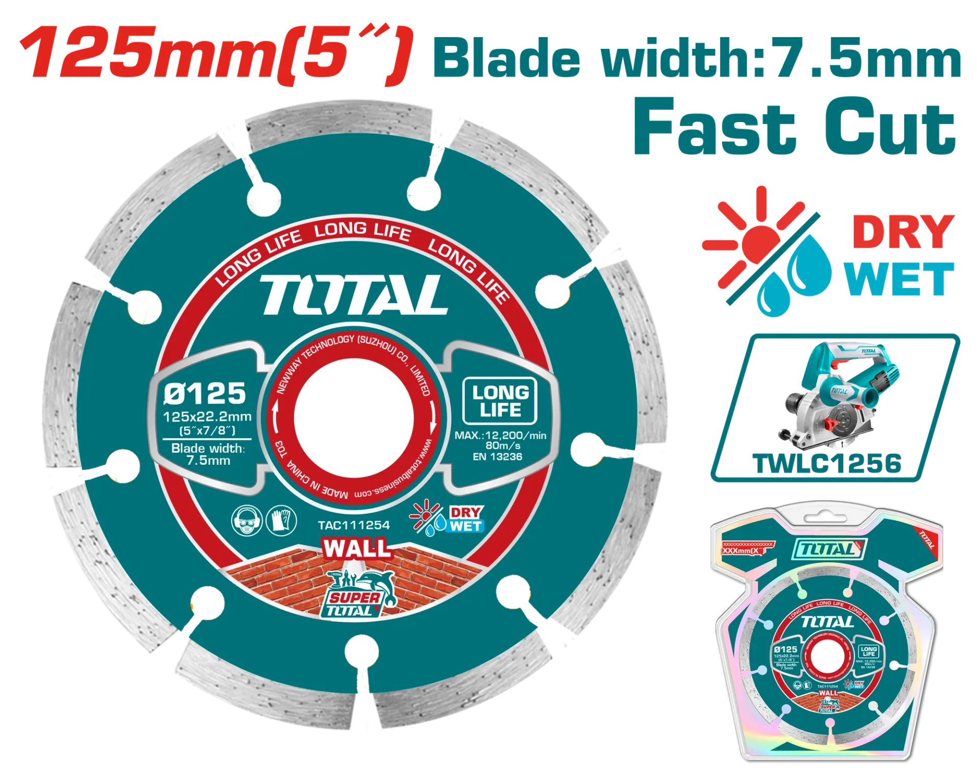 Disk diamanti 125mm për TWLC1256 fast cut TOTAL TAC111254