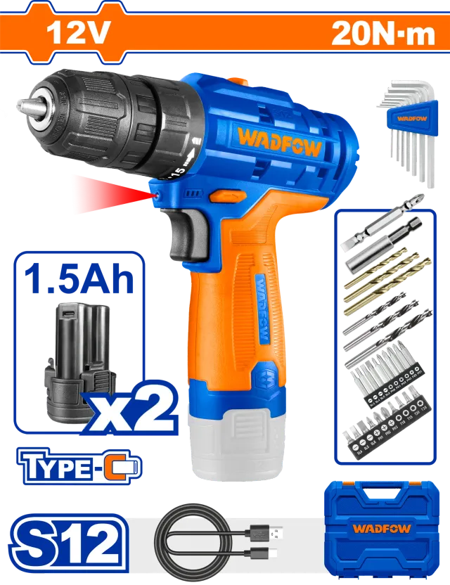 ШТРАФИЛИЦА 12V 20Nm 2×1.5Ah БАТЕРИЈА WADFOW WCDS525