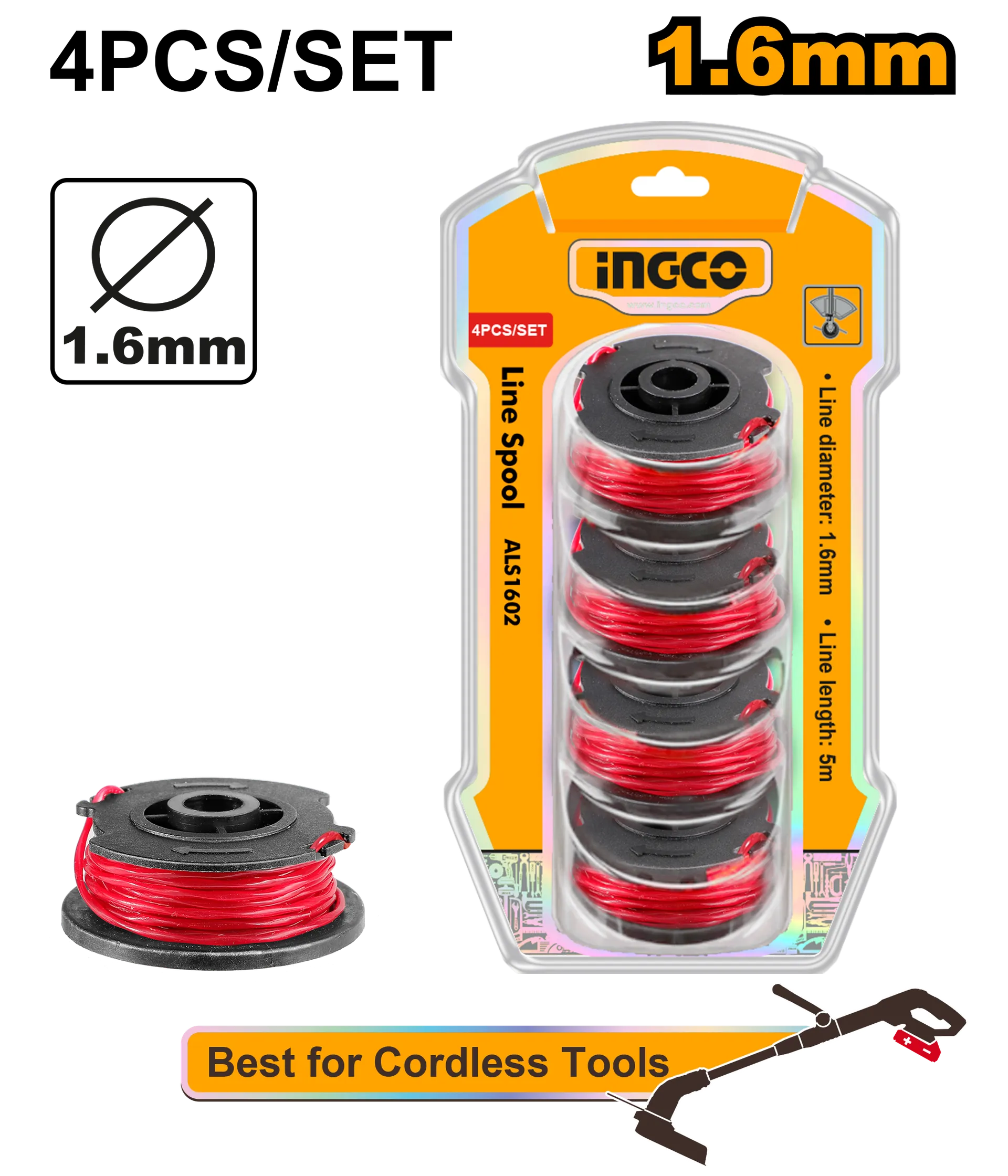Set 4/1 fije për trimmer 1.6mm INGCO ALS1602