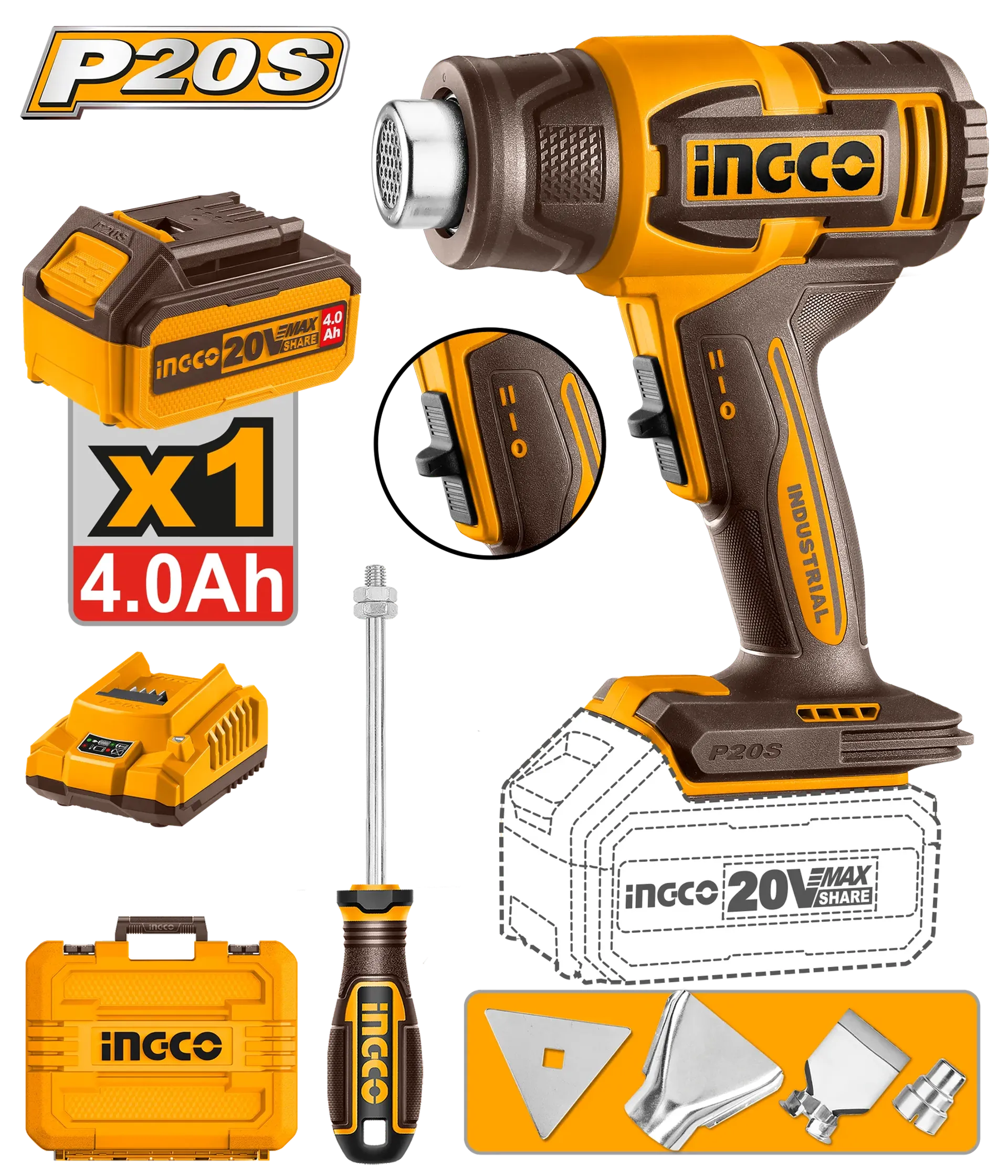 Hoti industrial 1x4.0Ah INGCO HGLI20065
