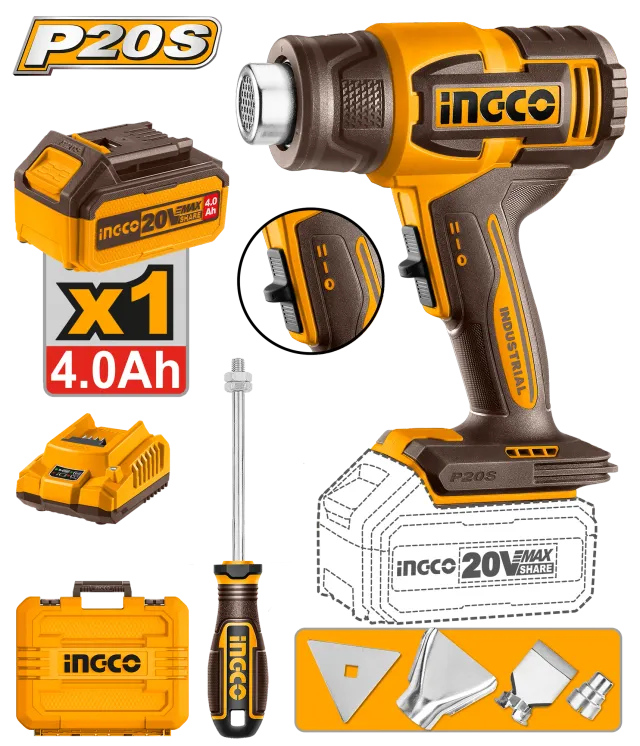 ИНДУСТРИСКИ ФЕН 1×4.0Ah INGCO HGLI20065