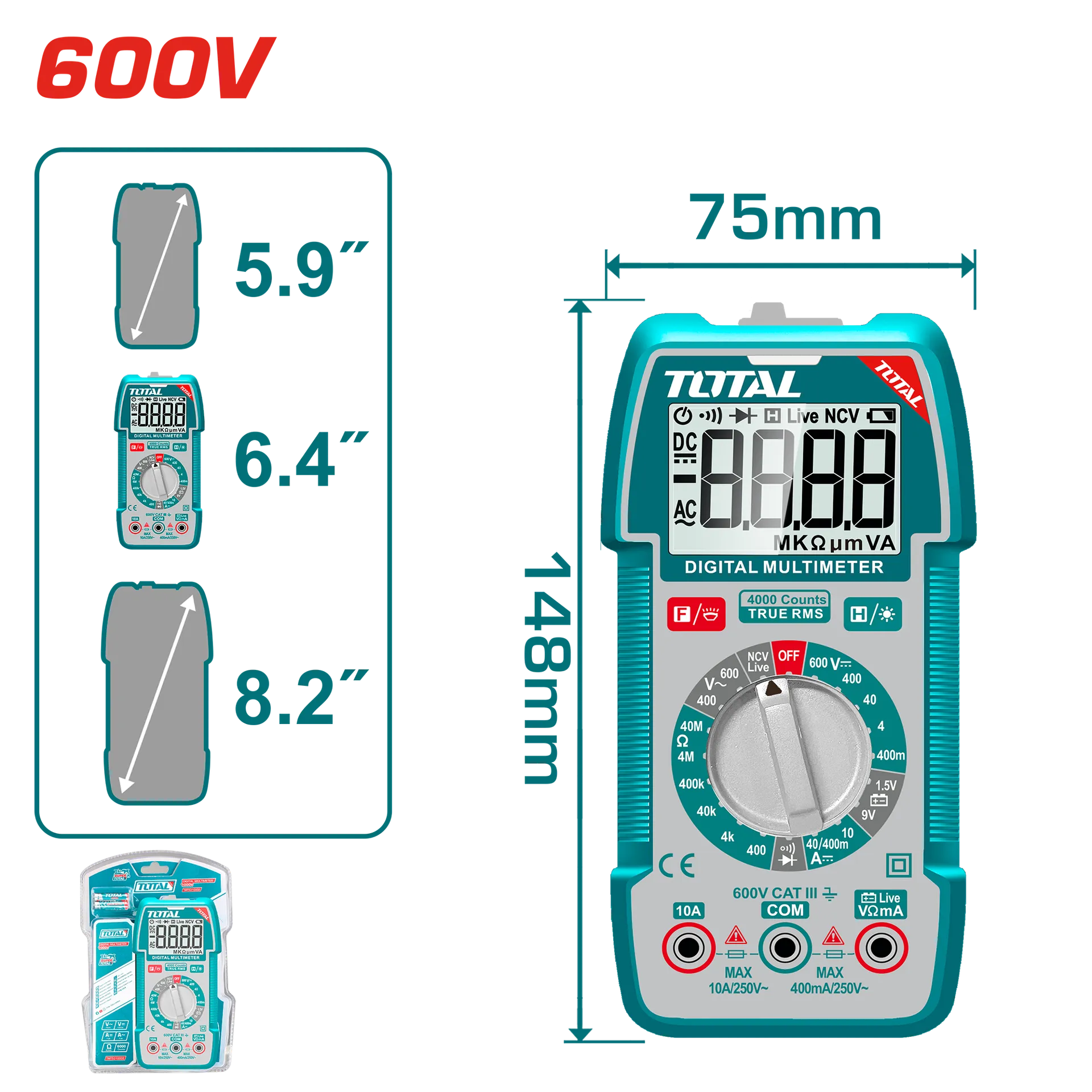 Multimetër digjital TOTAL – TMT536002