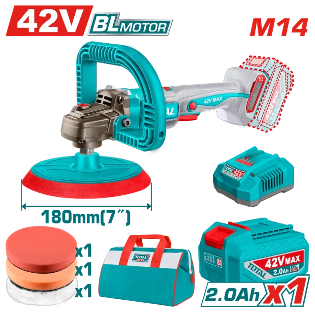 БАТЕРИСКА ПОЛИРКА 42V 180mm 1×2.0A TOTAL TAPLI42181