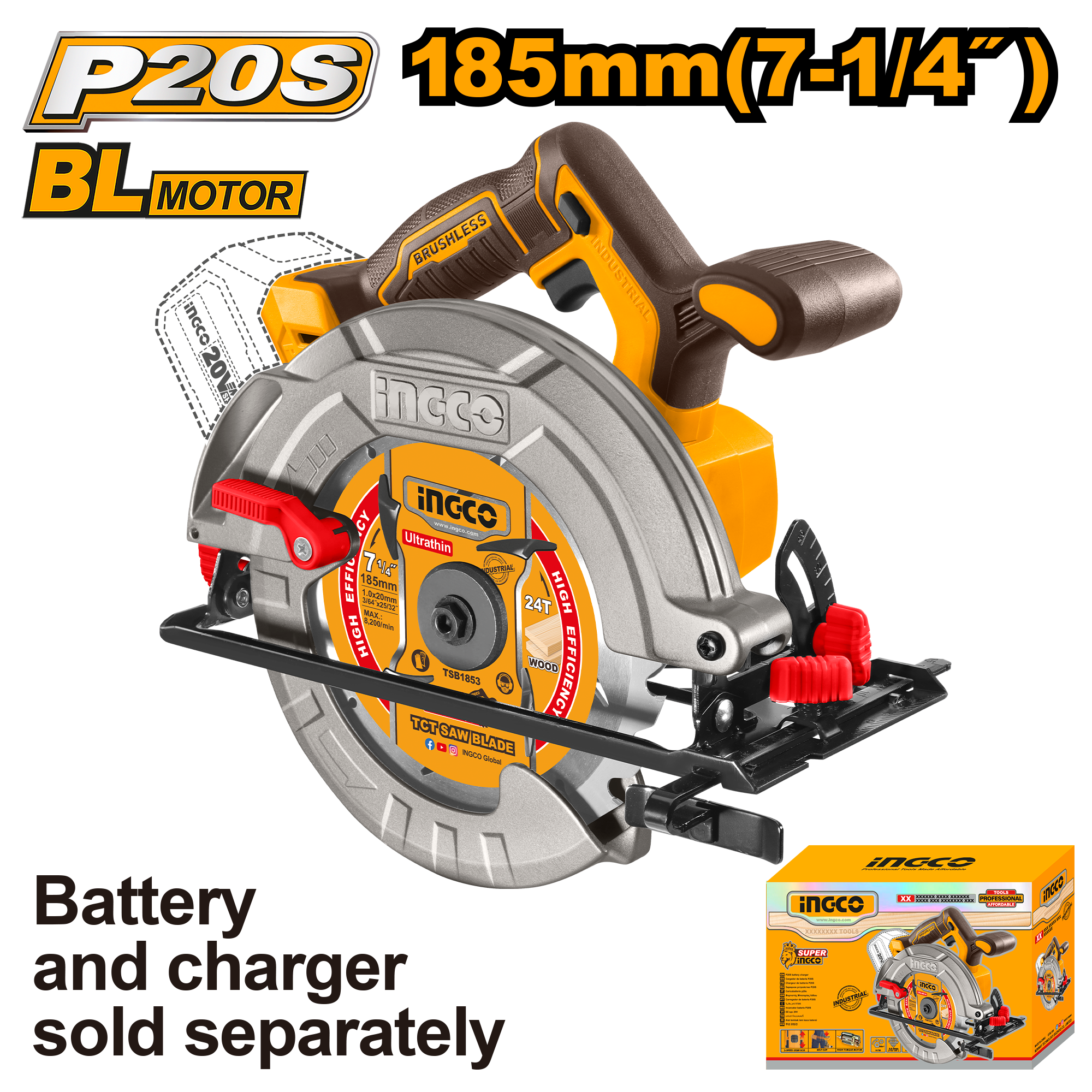 Sharresa dore me bateri 185mm 20V solo pa bateri F185 INGCO CSLI1851