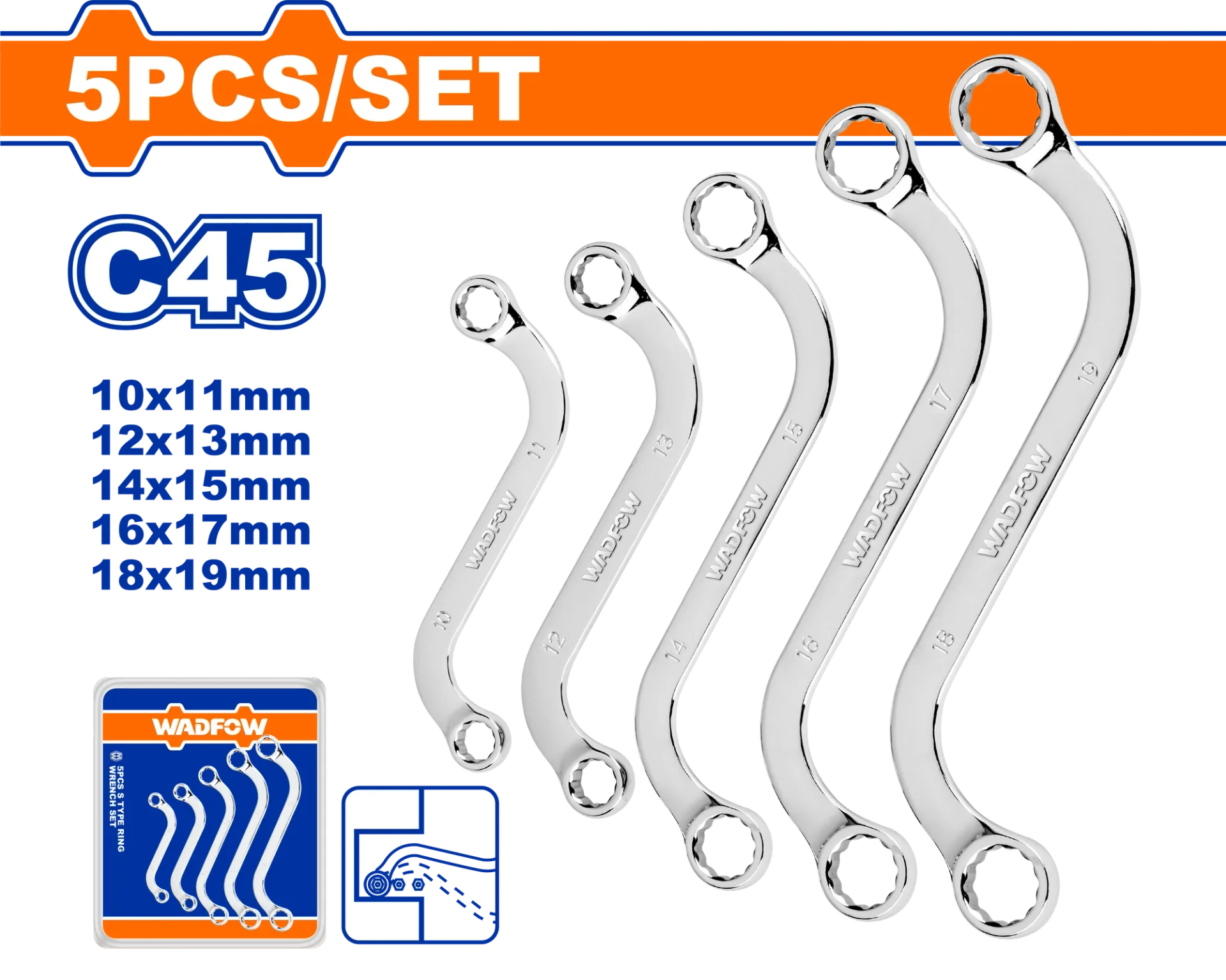 Set çelësash O-O kënduar 5/1 WADFOW WFR4405