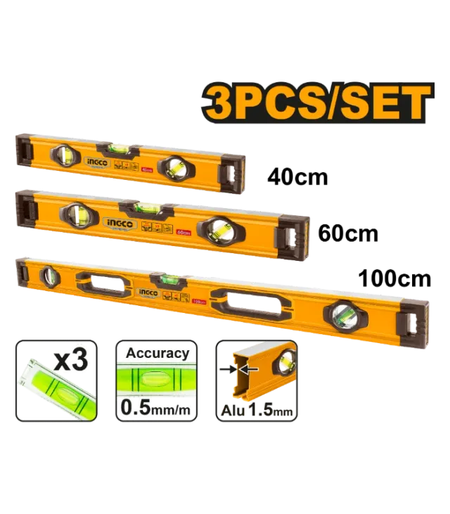ВАСЕР ВАГИ СЕТ 3/1 40-60-100CM INGCO HSL10203