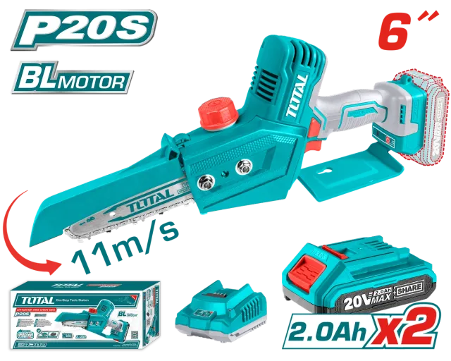 БАТЕРИСКА МОТОРНА ПИЛА ЗА ГРАНКИ 20V 2×2.0Ah TOTAL TGSLI20683