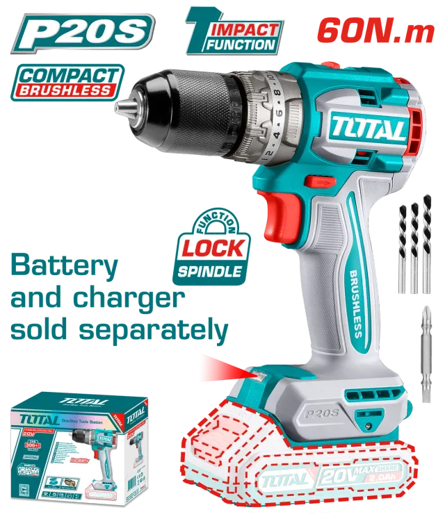 ШТРАФИЛИЦА 20V СОЛО БЕЗ БАТЕРИИ 60Nm TOTAL TIDLI206021