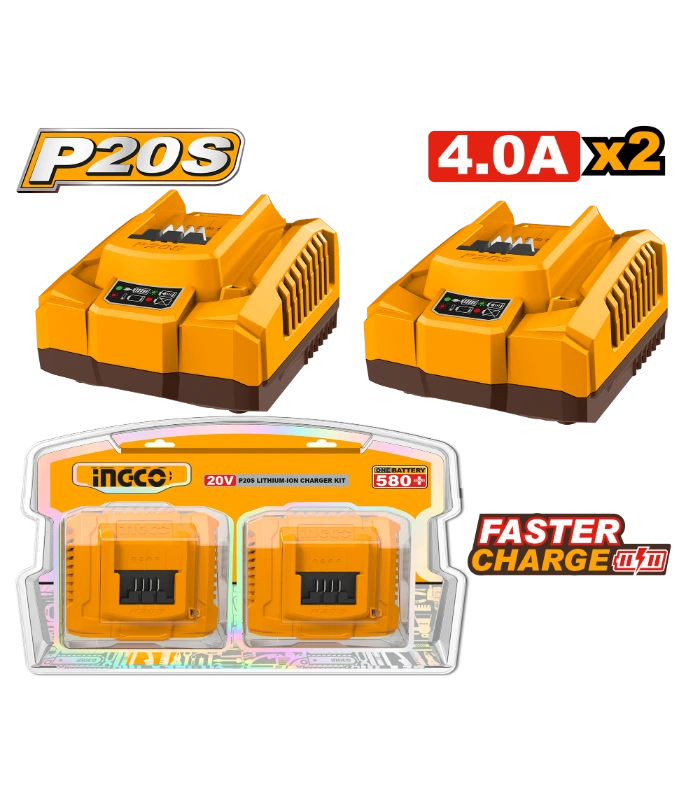 Karikues për bateri 20V set 2/1 4A INGCO COSLI250388(M)
