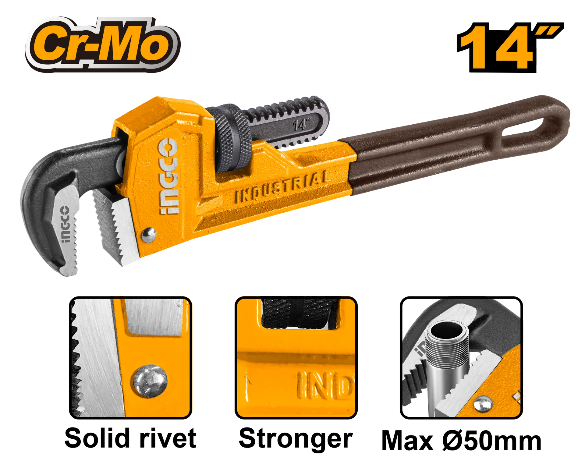 РОТЦАНГЛА 14″ 50mm КЛЕШТА ЗА ЦЕВКИ ВОДОВОДЏИСКА INGCO HPW0814