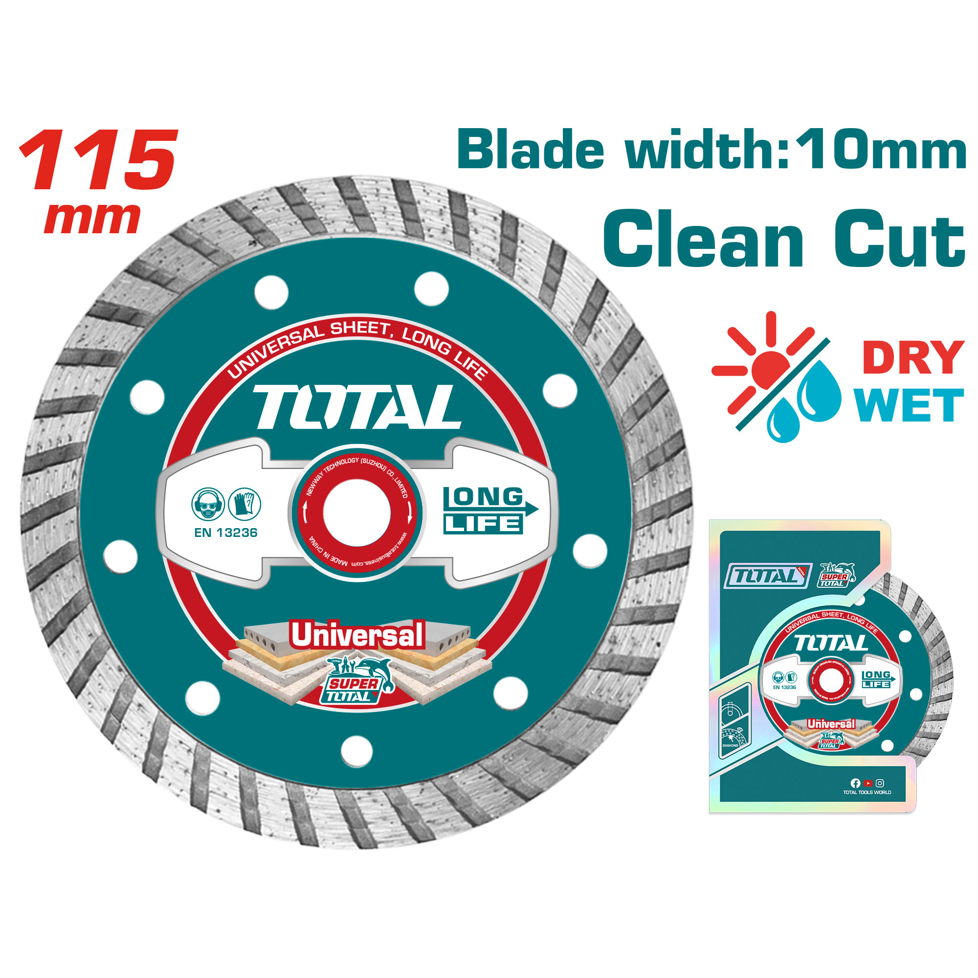 Disk diamant 115mm universal clean cut TOTAL TAC2131153