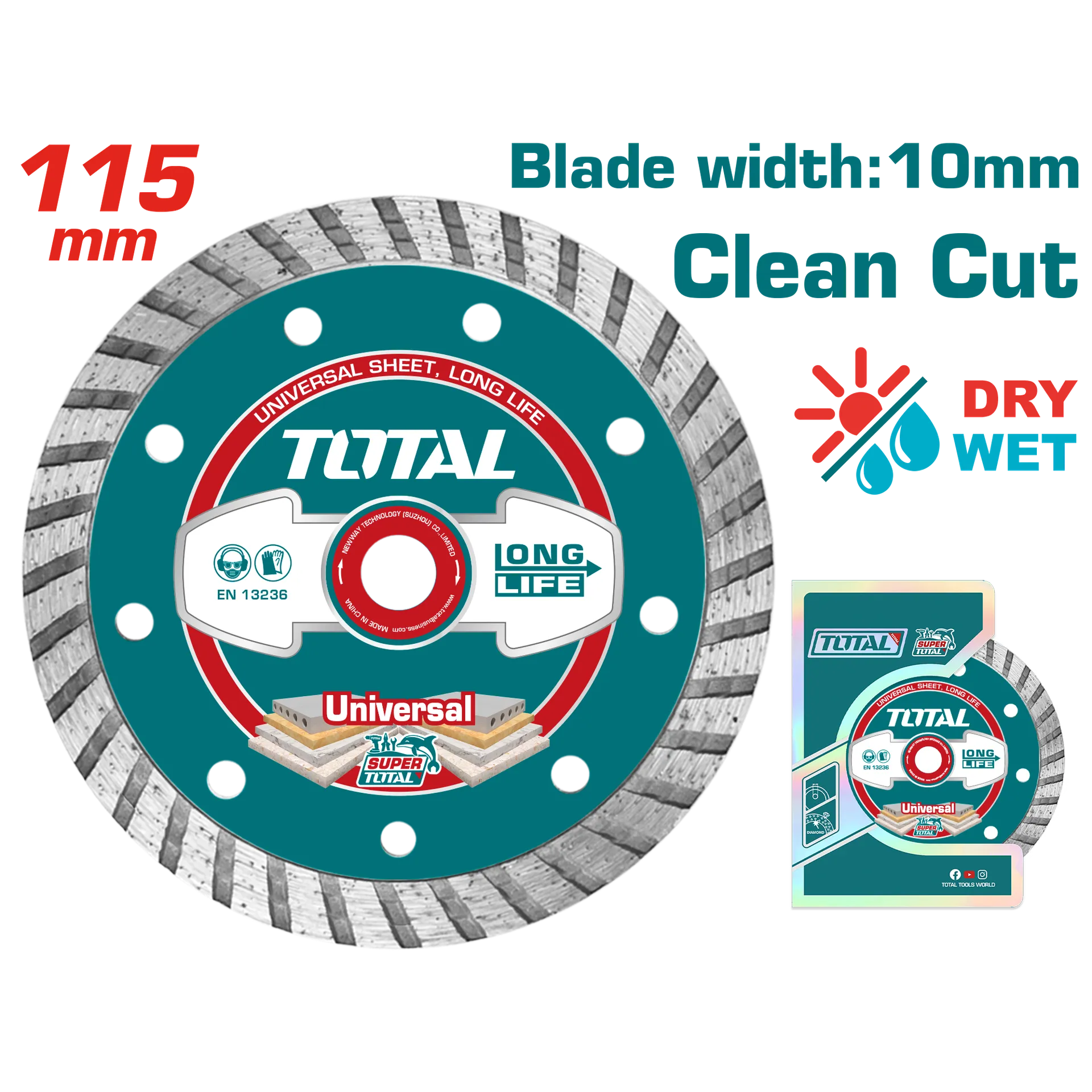 Disk diamant 115mm universal clean cut TOTAL TAC2131153