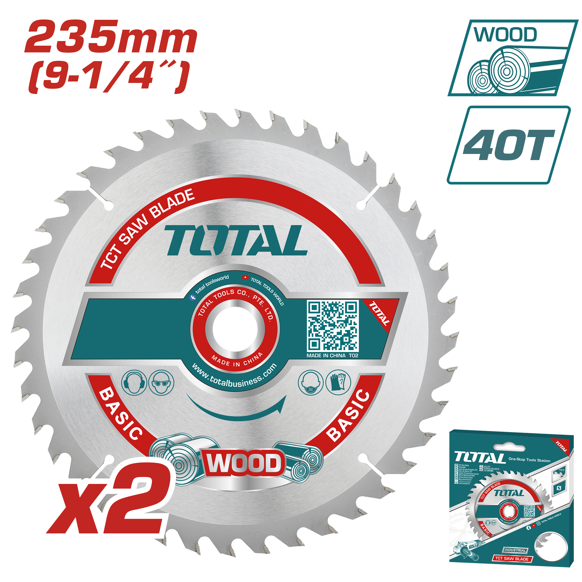СЕТ 2/1 ПИЛА ЗА ЦИРКУЛАР 235mm 40T ДРВО TOTAL TAC2316252