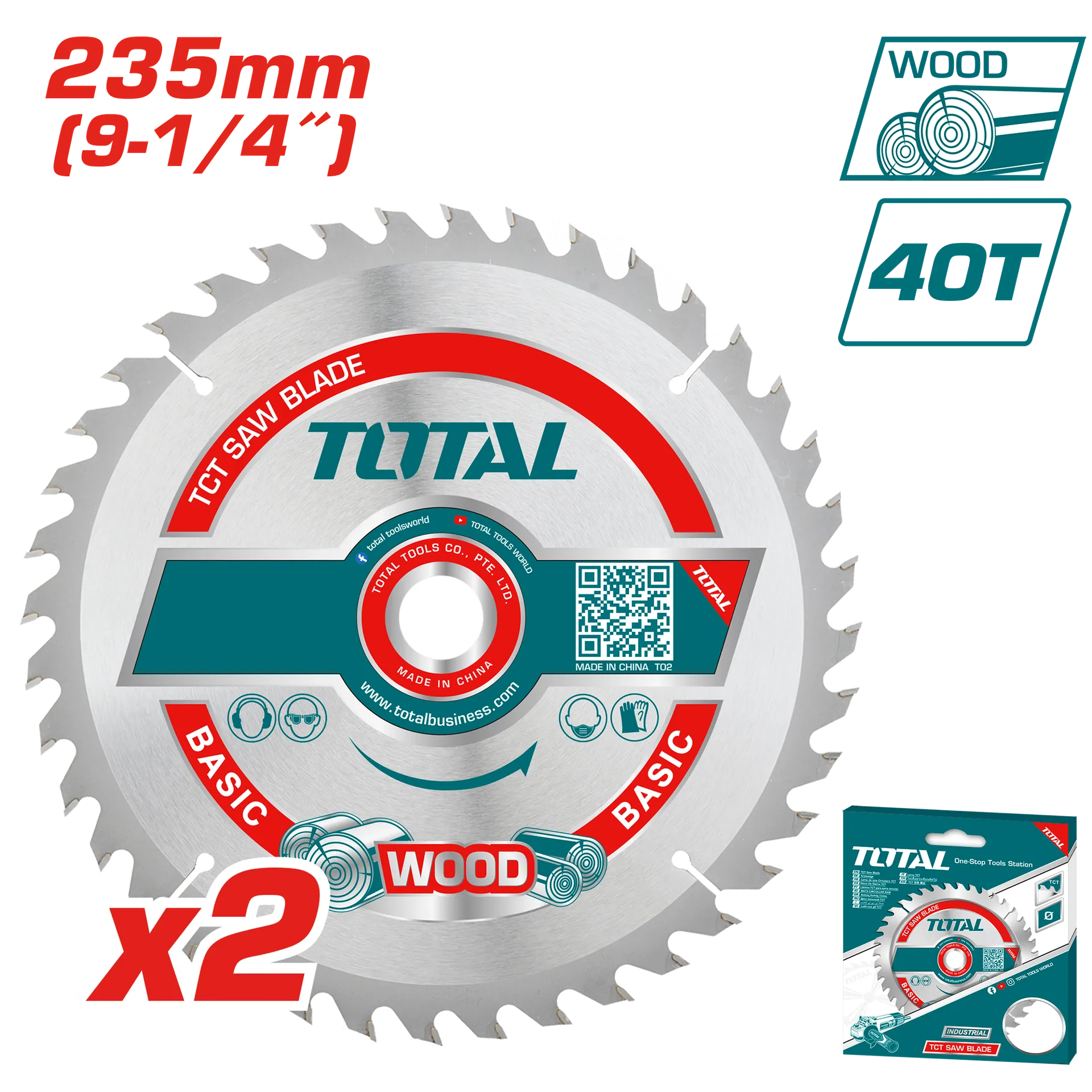 СЕТ 2/1 ПИЛА ЗА ЦИРКУЛАР 235mm 40T ДРВО TOTAL TAC2316252