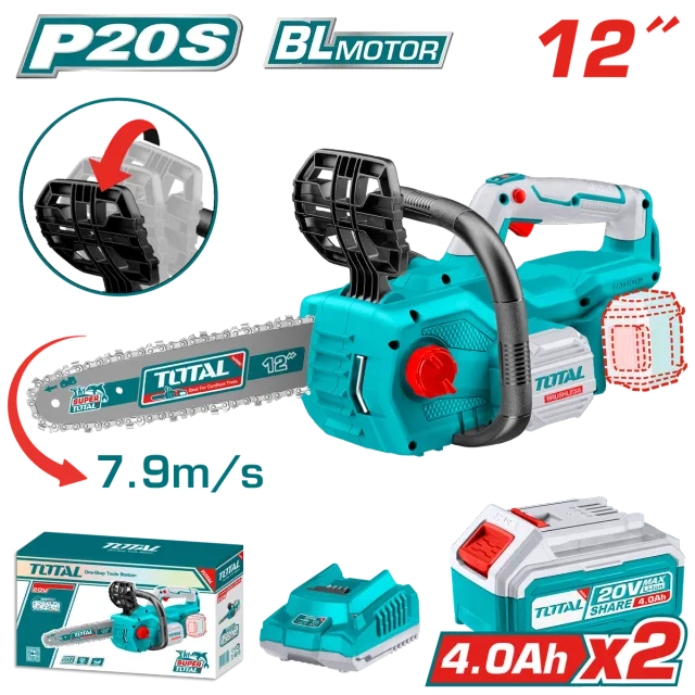 МОТОРНА ПИЛА 20V 2×4.0Ah БАТЕРИИ МАЧ-12″ 305mm TOTAL TGSLI201286