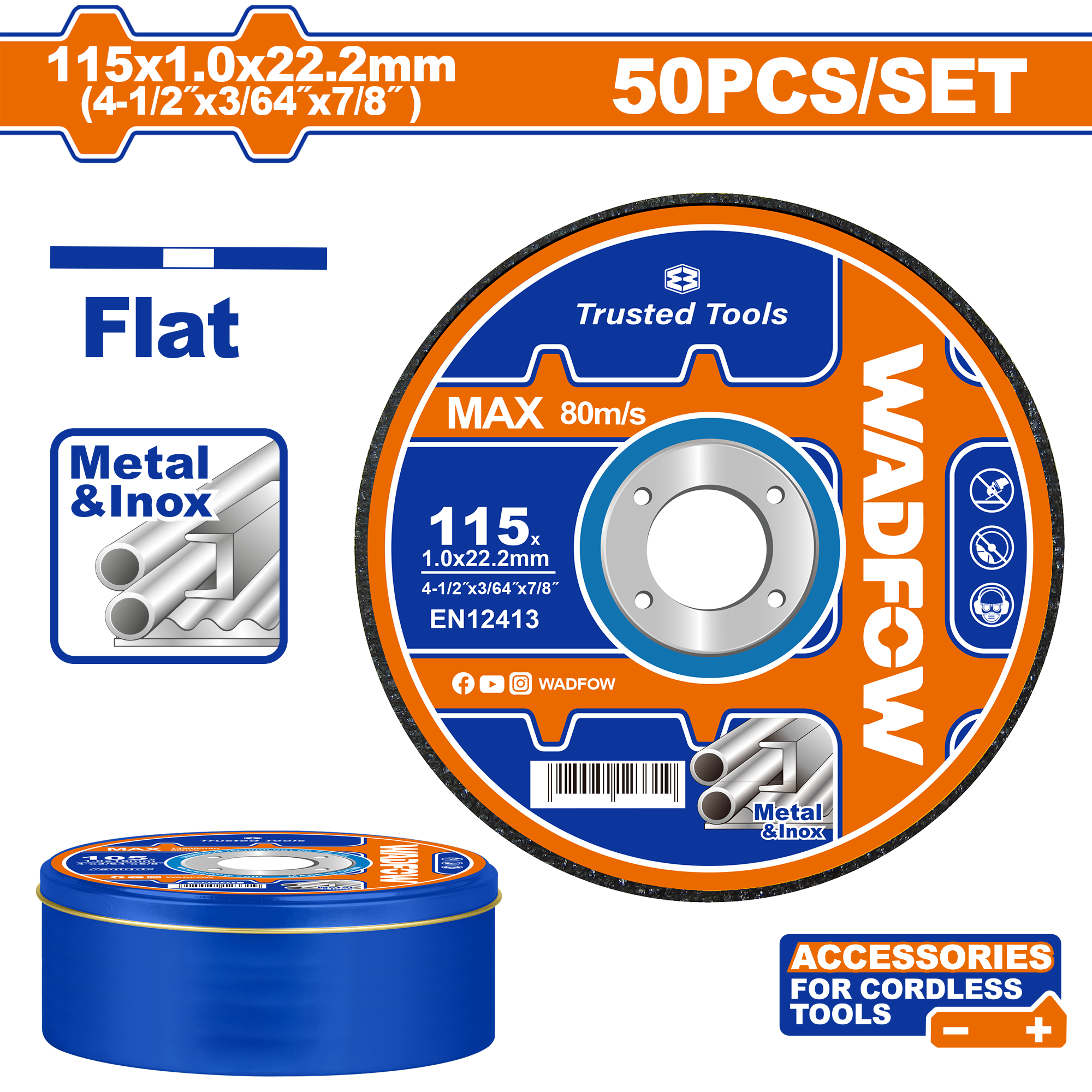 Brusi guri sip 50/1 115x1.0mm metal & INOX WADFOW WAC3L45