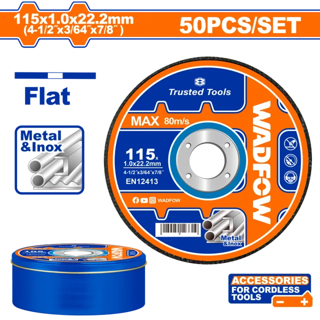 БРУСЕН КАМЕН СЕТ 50/1 115×1.0mm МЕТАЛ & ИНОКС WADFOW WAC3L45