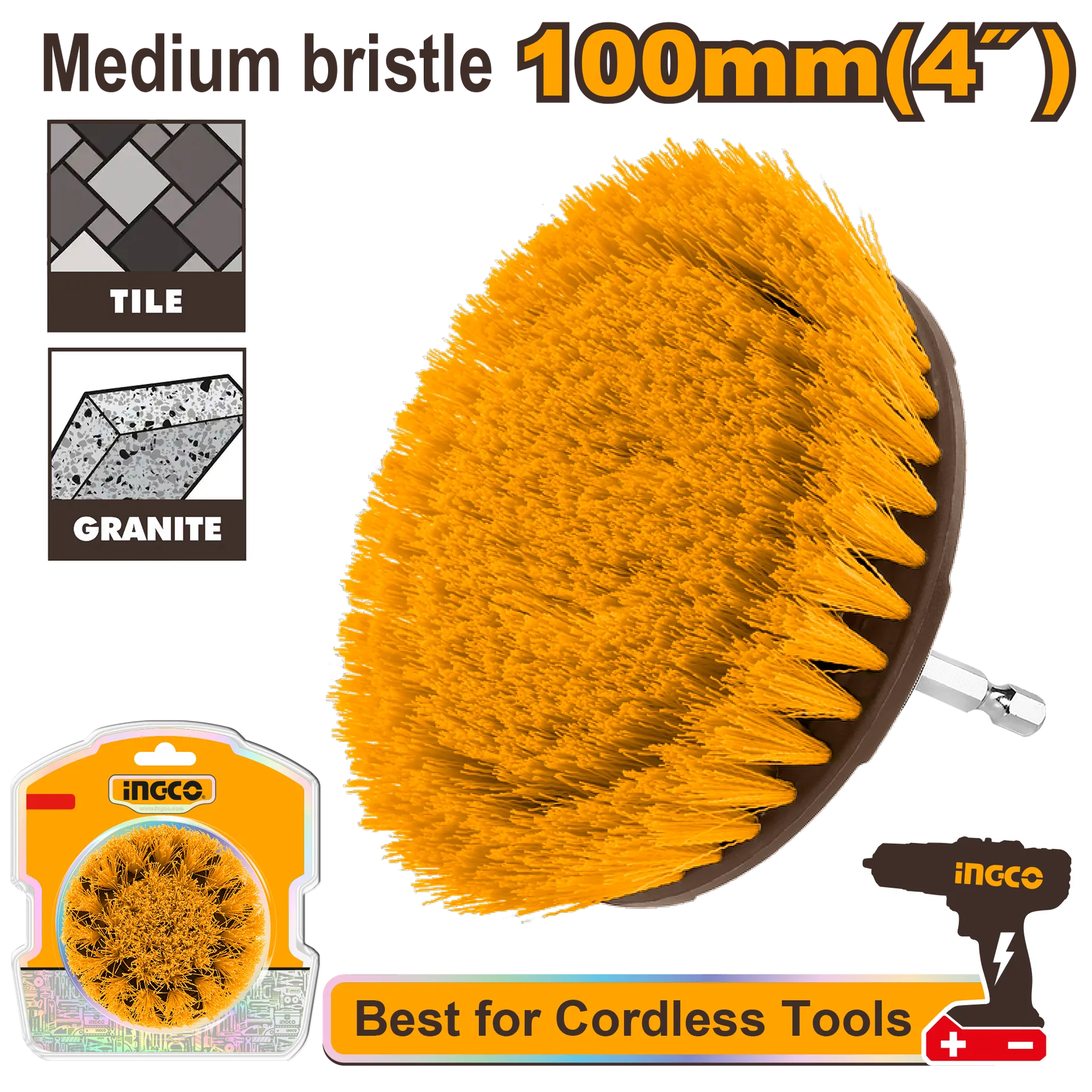 Четка за перење средна 4W INGCO WCBM1041