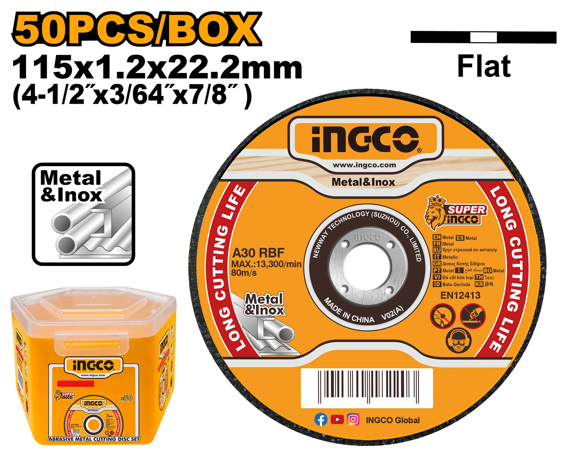 Guri zharje për metal 115x1.2mm set 50 Çifte INGCO MCD1211550