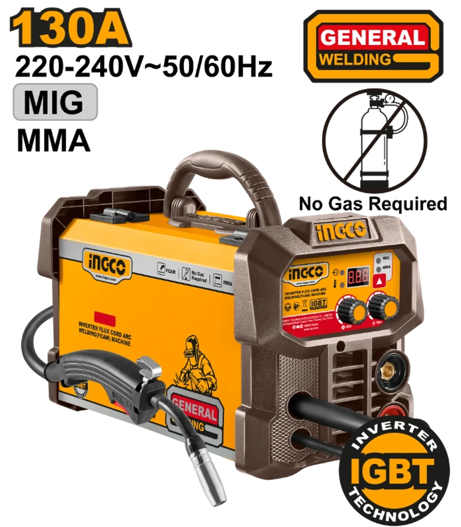 Invertor për saldim 130A MIG MMA pa shishe INGCO ING-FC13018