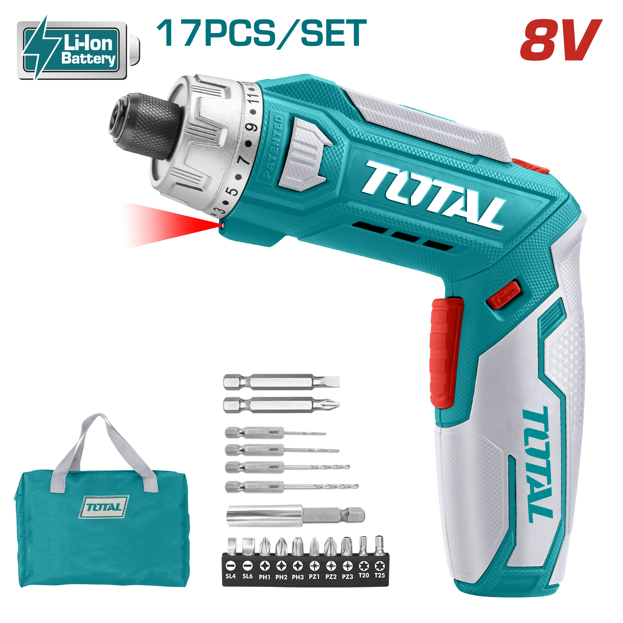 МИНИ ШТРАФИЛИЦА 8V ВГРАДЕНА БАТЕРИЈА TOTAL TSDLI0801