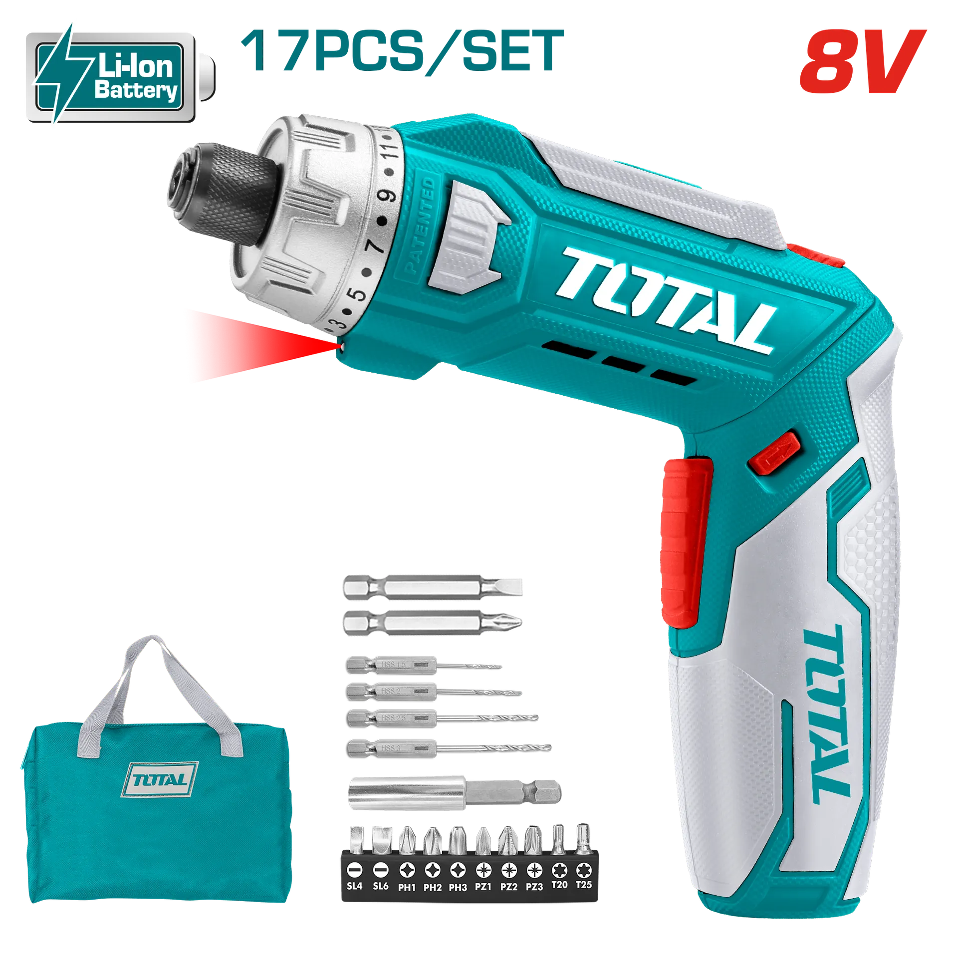 МИНИ ШТРАФИЛИЦА 8V ВГРАДЕНА БАТЕРИЈА TOTAL TSDLI0801