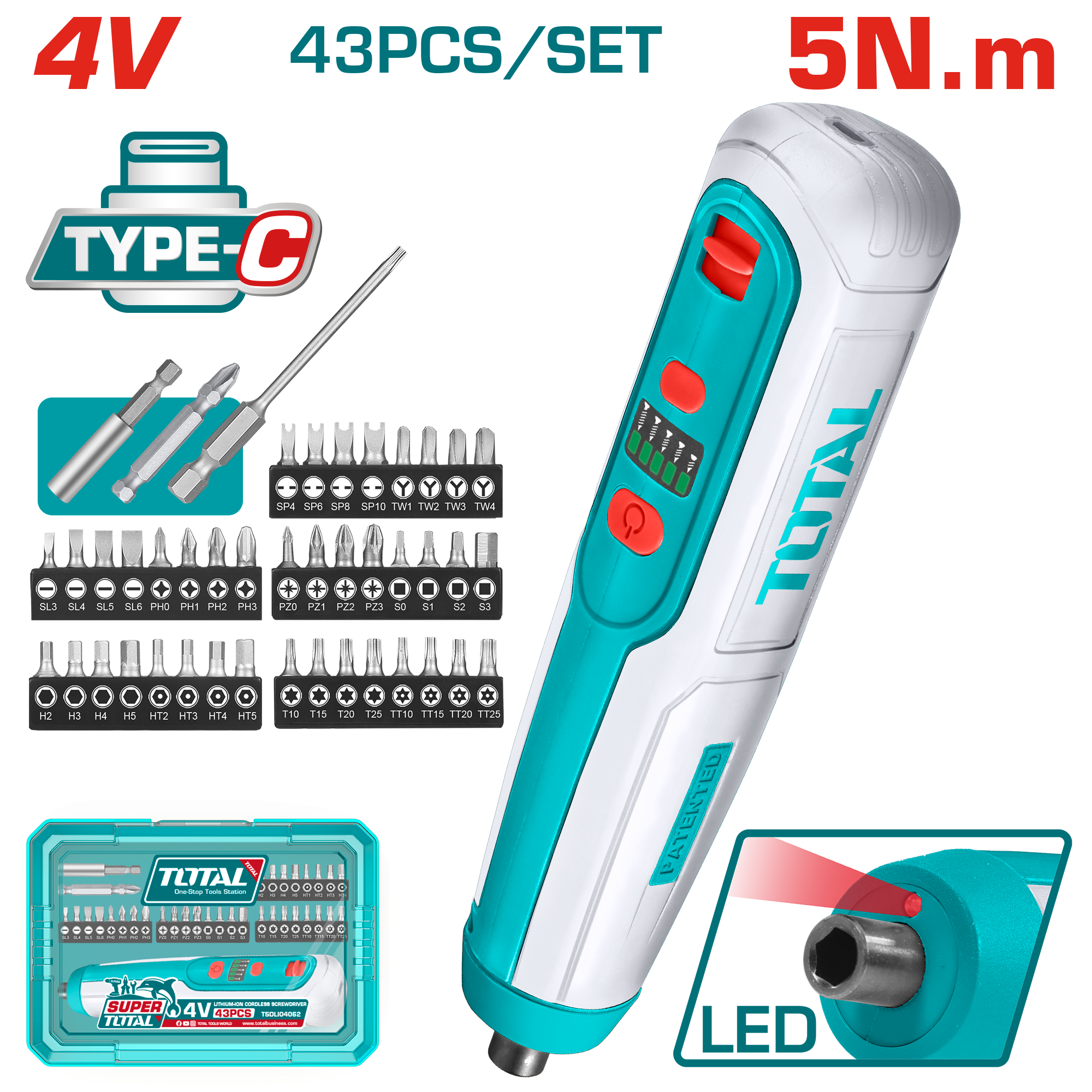 Mini trapano 4V baterie e integruar TOTAL TSDLI04062