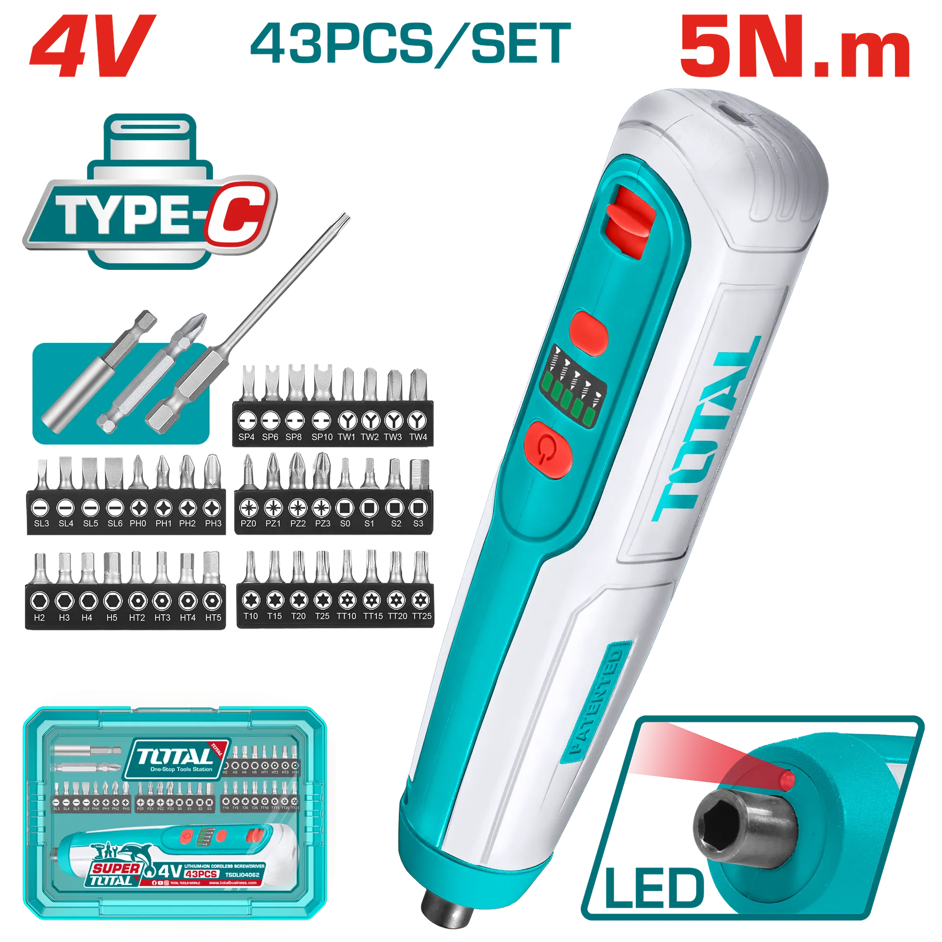 Mini trapano 4V baterie e integruar TOTAL TSDLI04062