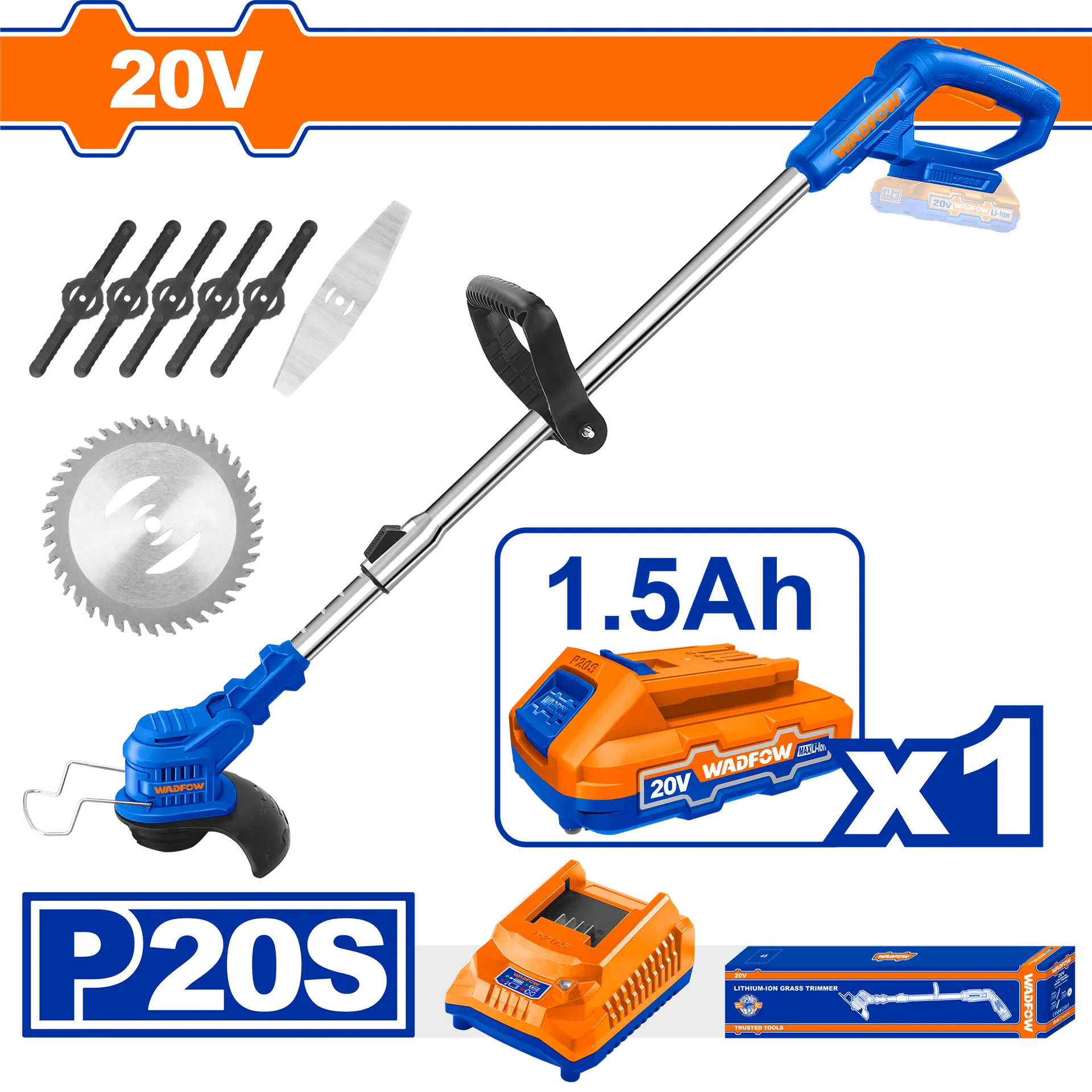 Trimeri me bateri 20V 1x1.5Ah WADFOW WGTP511