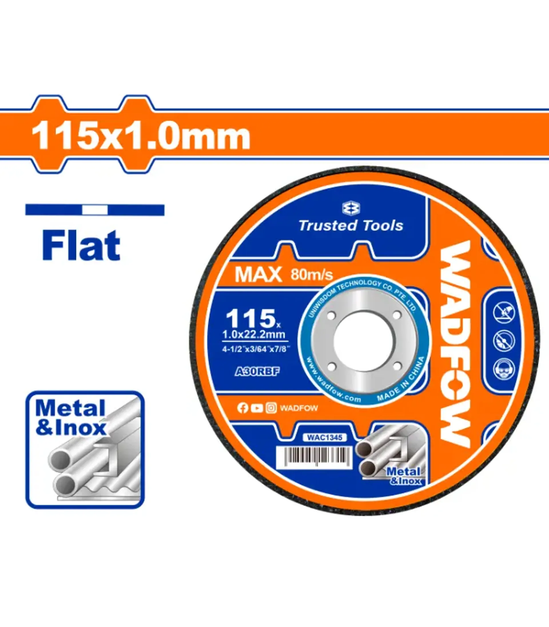 Disk për bluarje 1.0x115mm WADFOW WAC1345