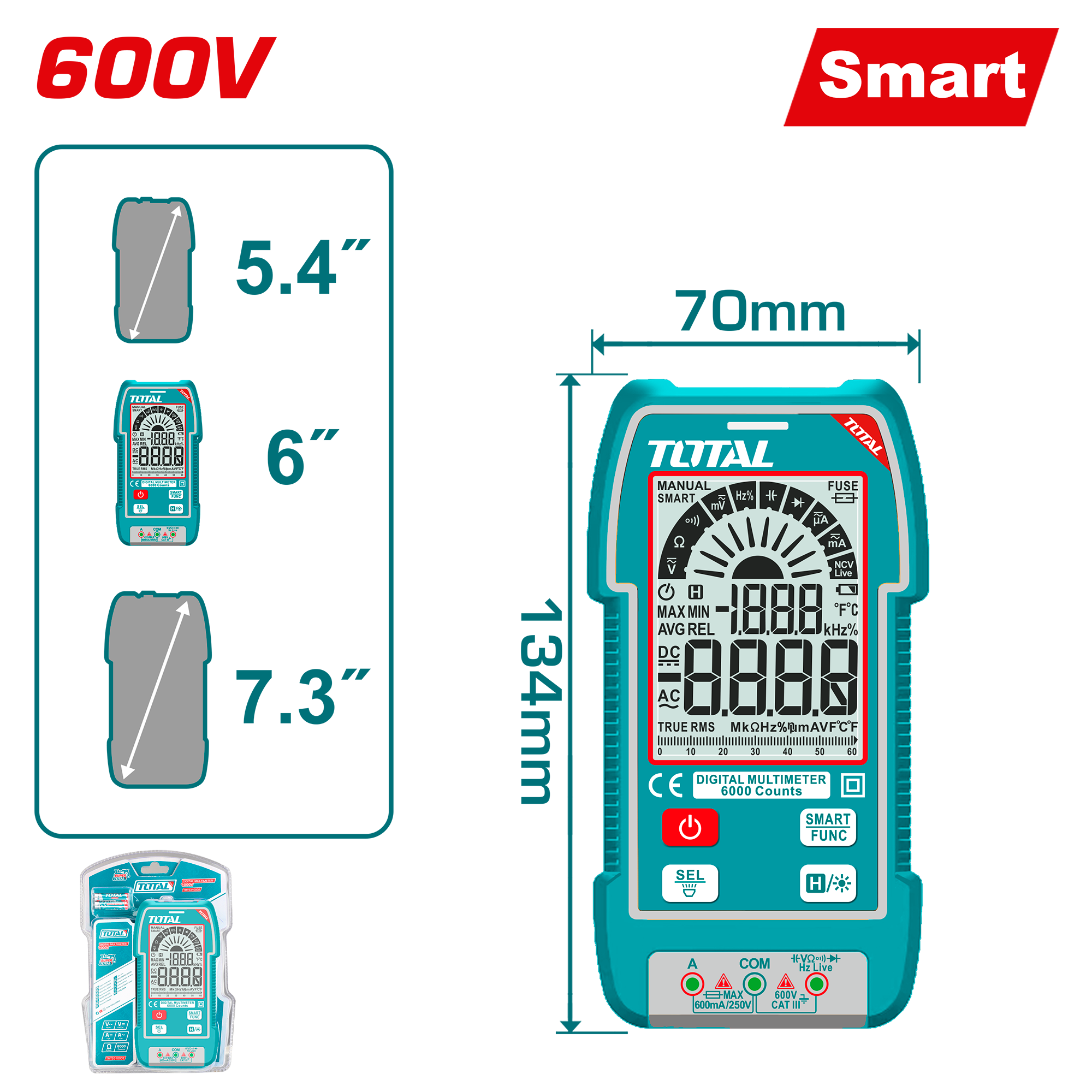 Multimetër TOTAL digjital 600V SMART – TMT516004