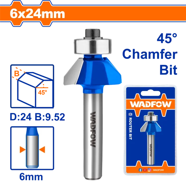 Freza 45° për frezë 6mm WADFOW WRG3402