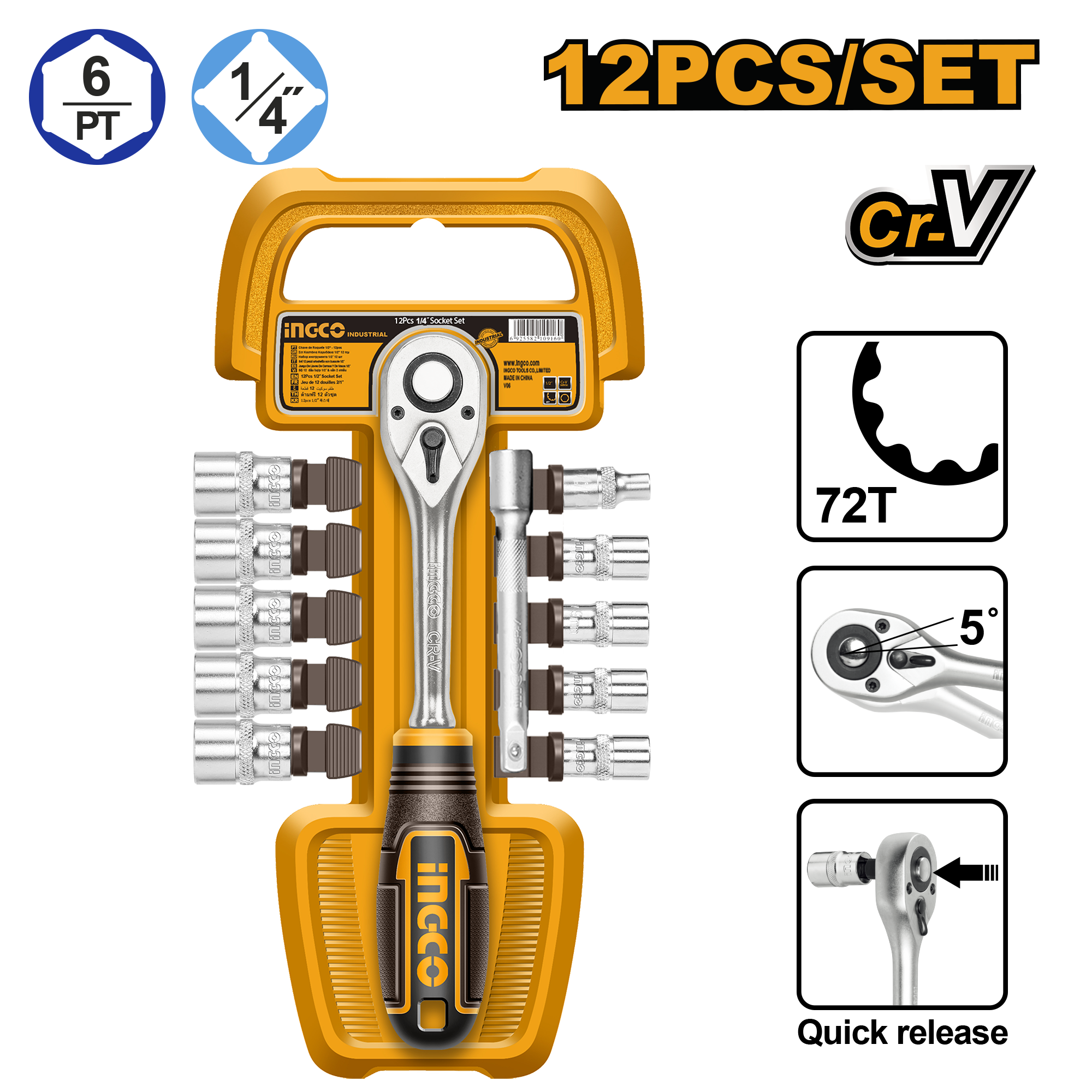 INGCO HKTS14122 Komplet Çelësa me Ratchet 12/1