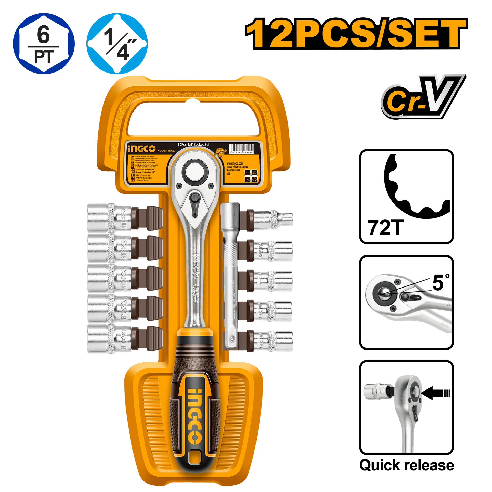 INGCO HKTS14122 Komplet Çelësa me Ratchet 12/1
